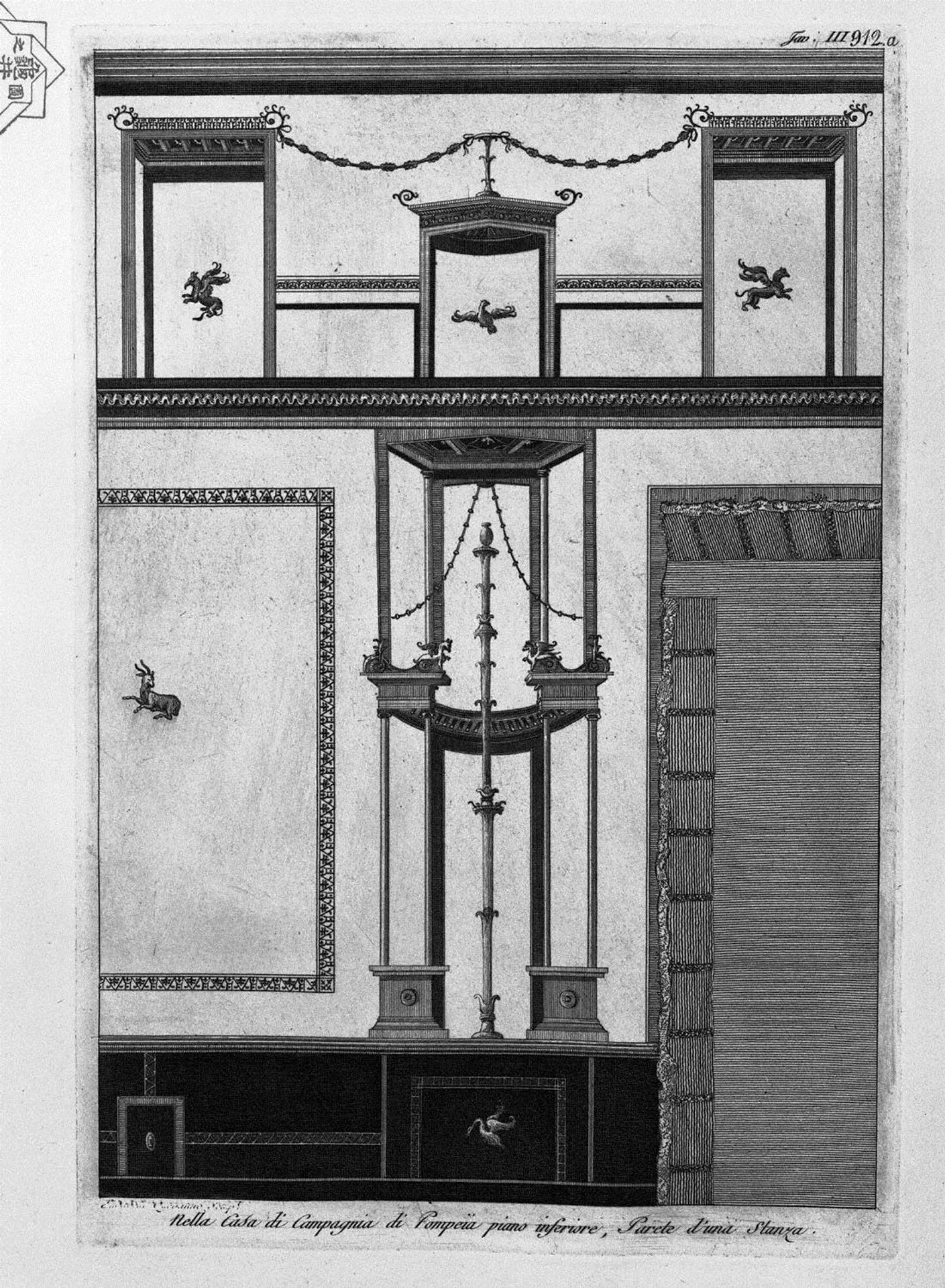 Decorated in several existing cams in their country house in Pompeii by Giovanni Battista Piranesi