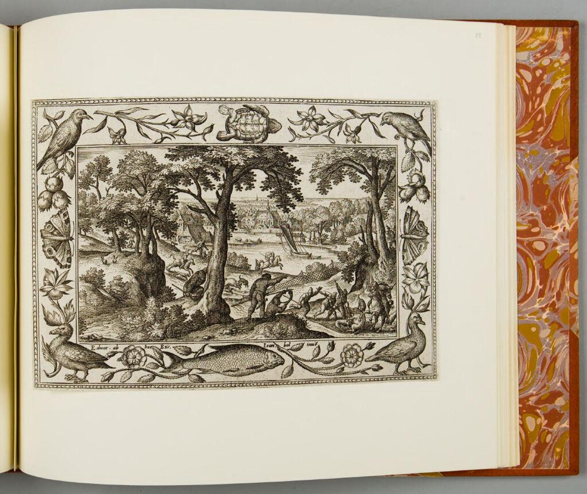 Boar Hunt, with Sea Turtle, Fish, and Bird by Adriaen Collaert