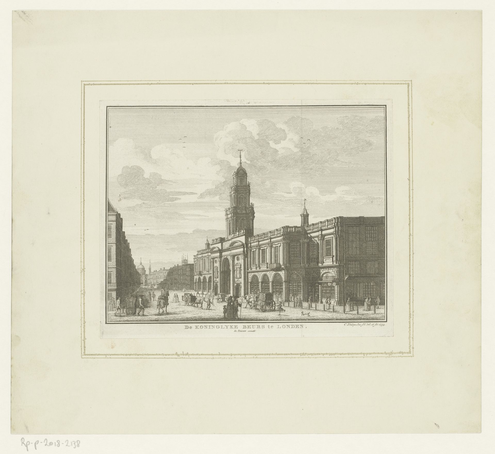 Gezicht op de Royal Exchange, te Londen by Caspar Jacobsz. Philips