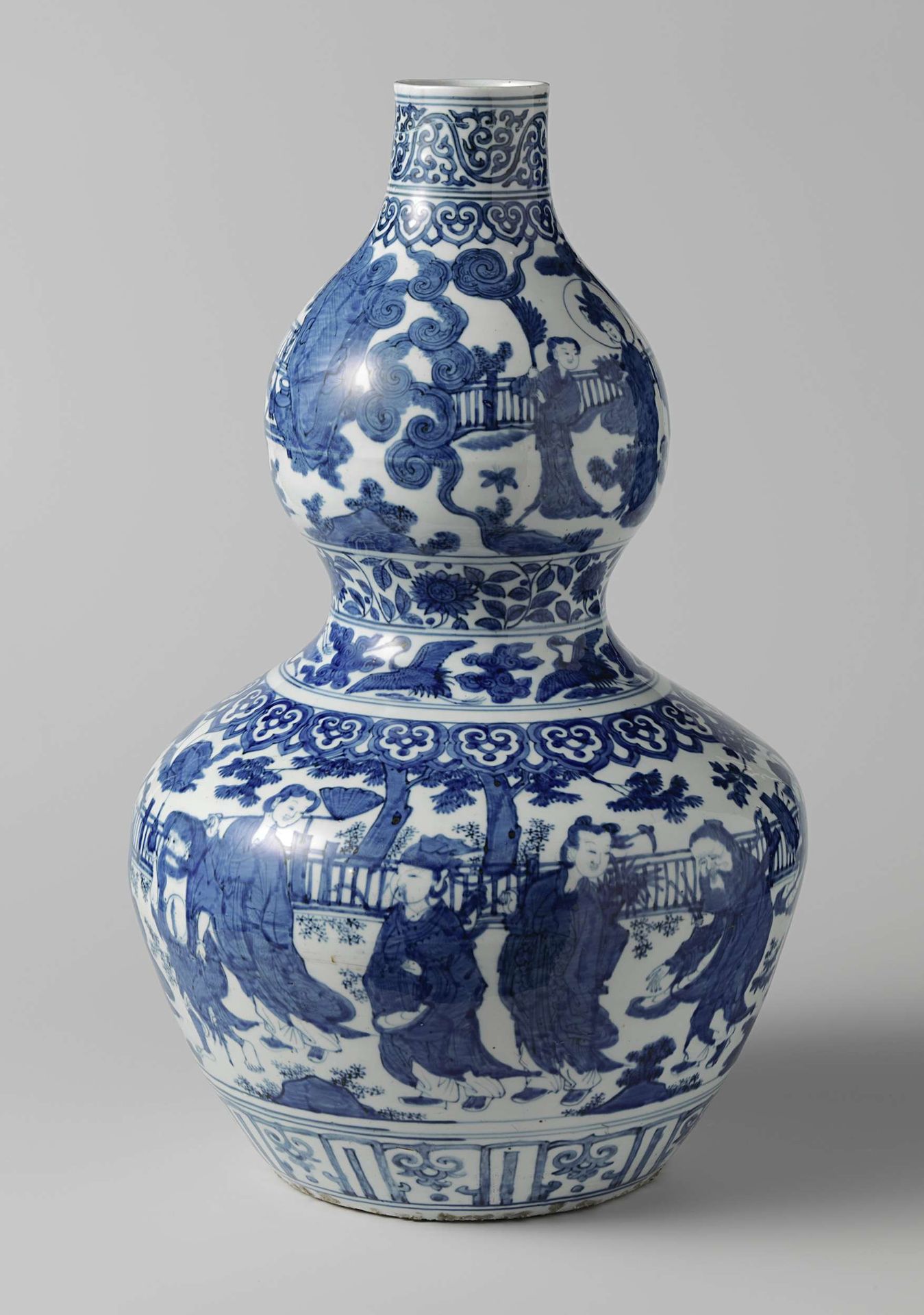 Double gourd-shaped vase with Shoulao and the Eight Immortals by Anonymous