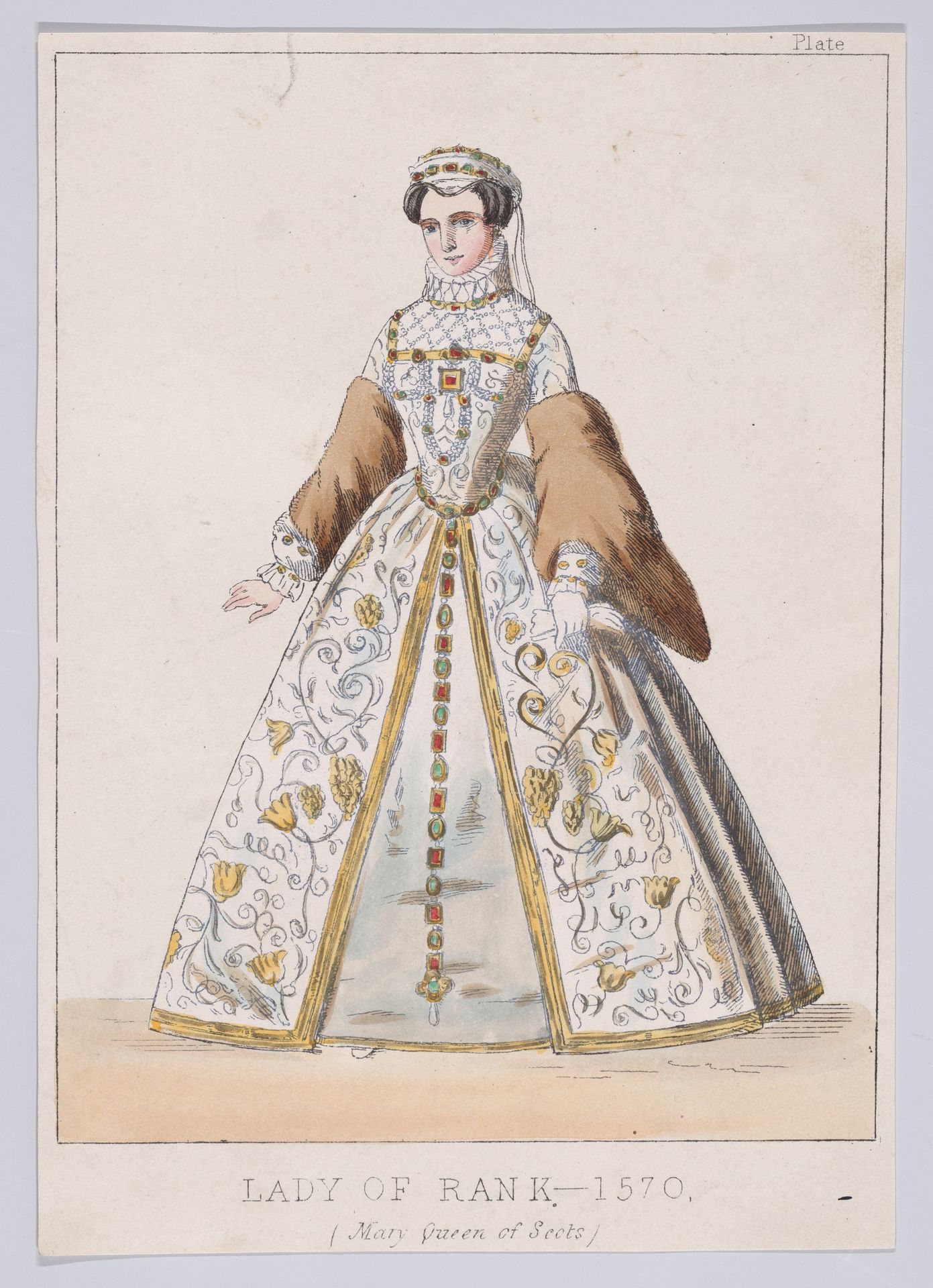 Mary, Queen of Scots as a Lady of Rank (from "Female costumes, historical, national, and dramatic," plate 163) by Thomas Hailes Lacy