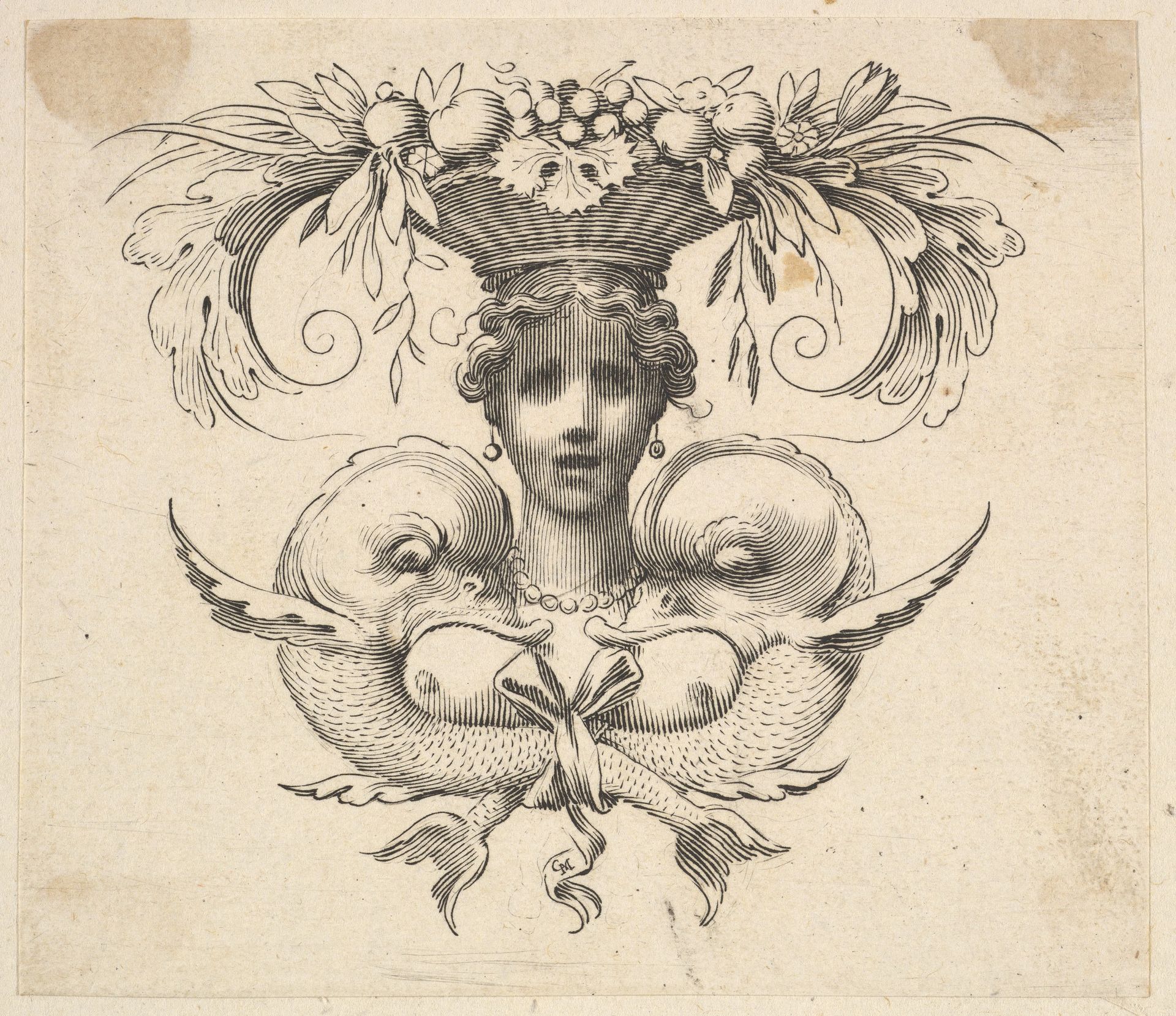 Tail-piece: Woman's Head (Cul-de-lampe: Buste de femme) by Claude Mellan