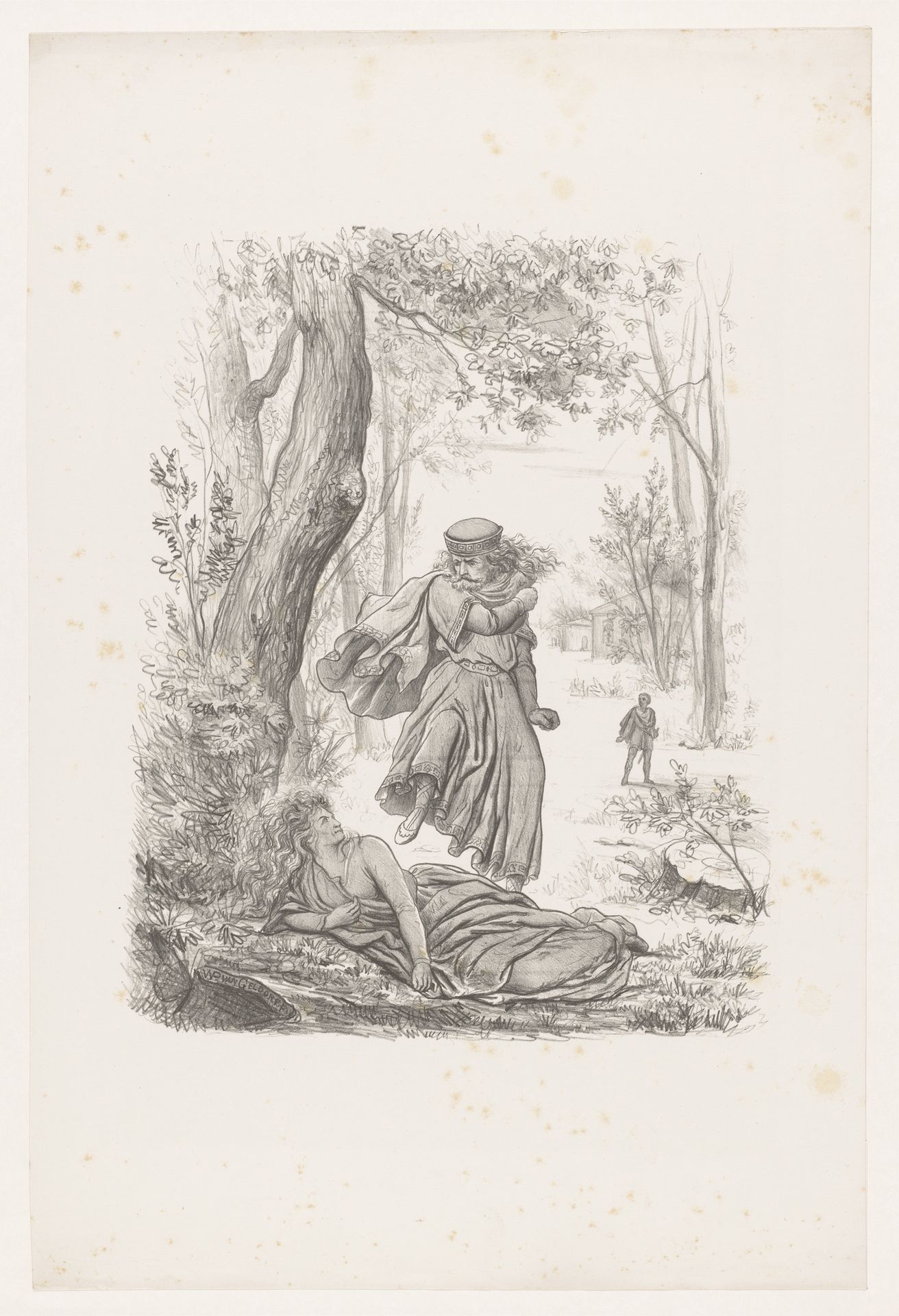 Man vertrapt oude vrouw by Wilhelmus Petrus van Geldorp