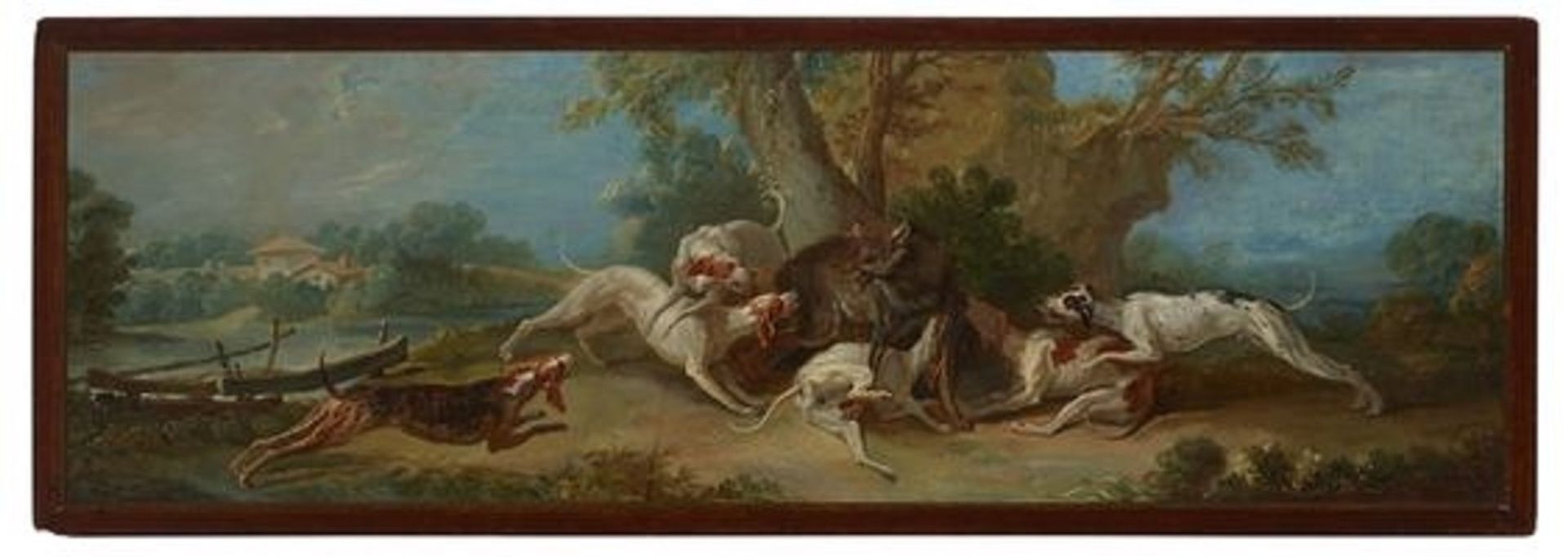 Hounds attacking a wolf by Jean-Baptiste Oudry