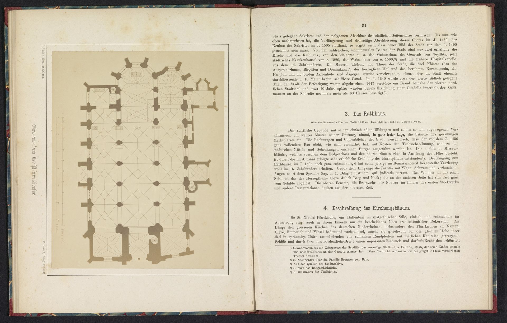 Fotoreproductie van een plattegrond van de Sint-Nicolaaskerk in Kalkar by Friedrich Brandt