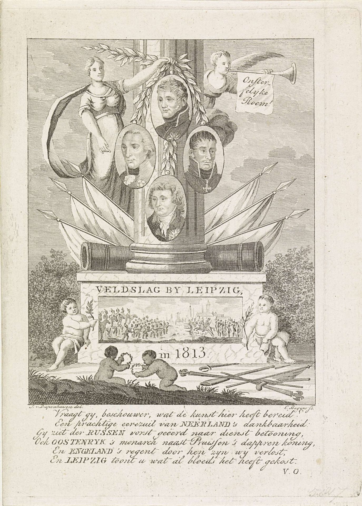 Allegorie op de slag bij Leipzig, 1813 by Cornelis Bogerts
