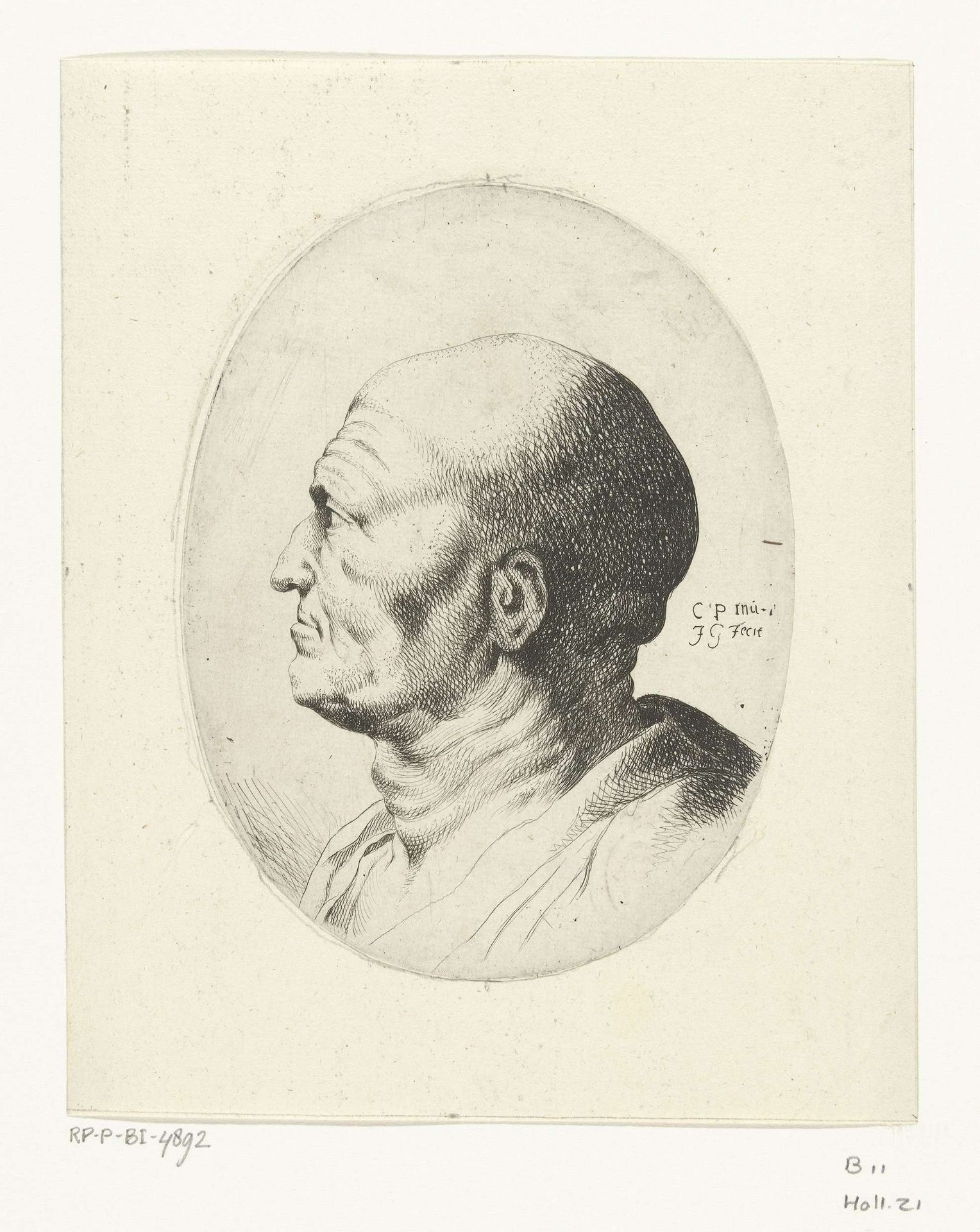 Buste van oude man met kaal hoofd by Jan Gerritsz van Bronckhorst