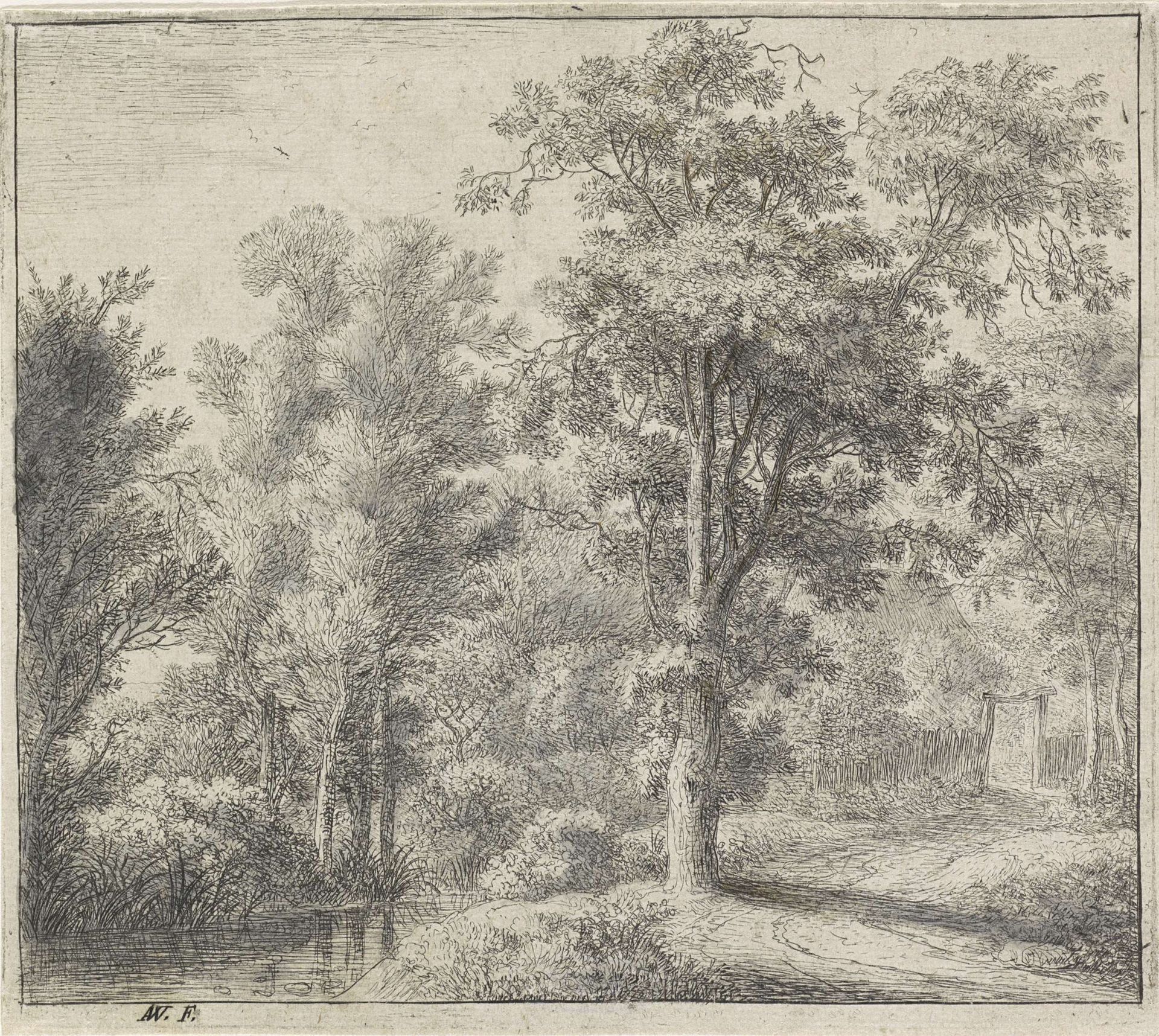 Ingang van het bos by Anthonie Waterloo