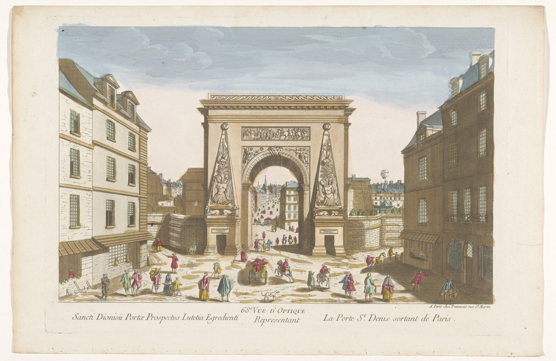 Gezicht op de Porte Saint-Denis te Parijs by Jean-François Daumont
