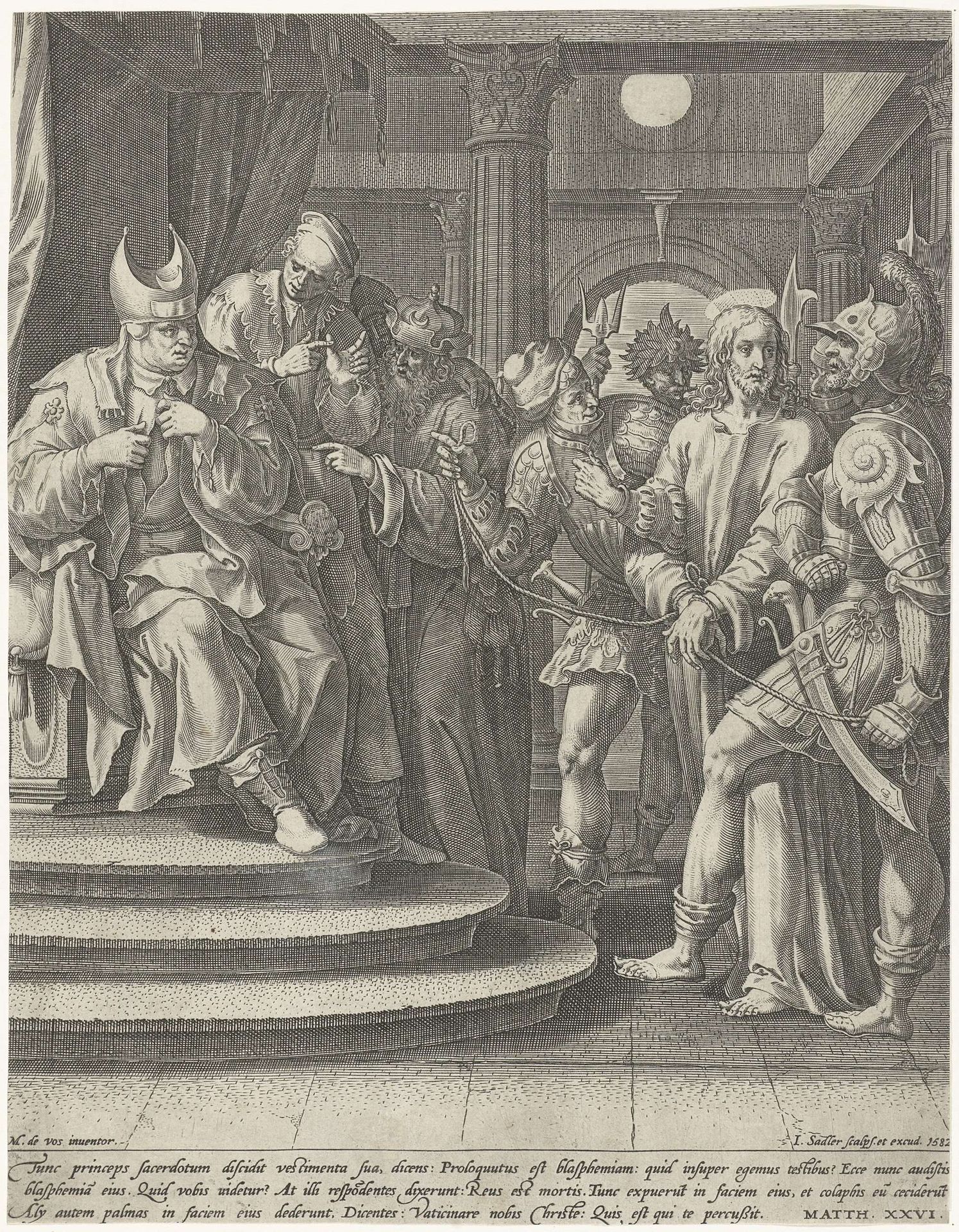Christus voor Kajafas by Johann Sadeler I