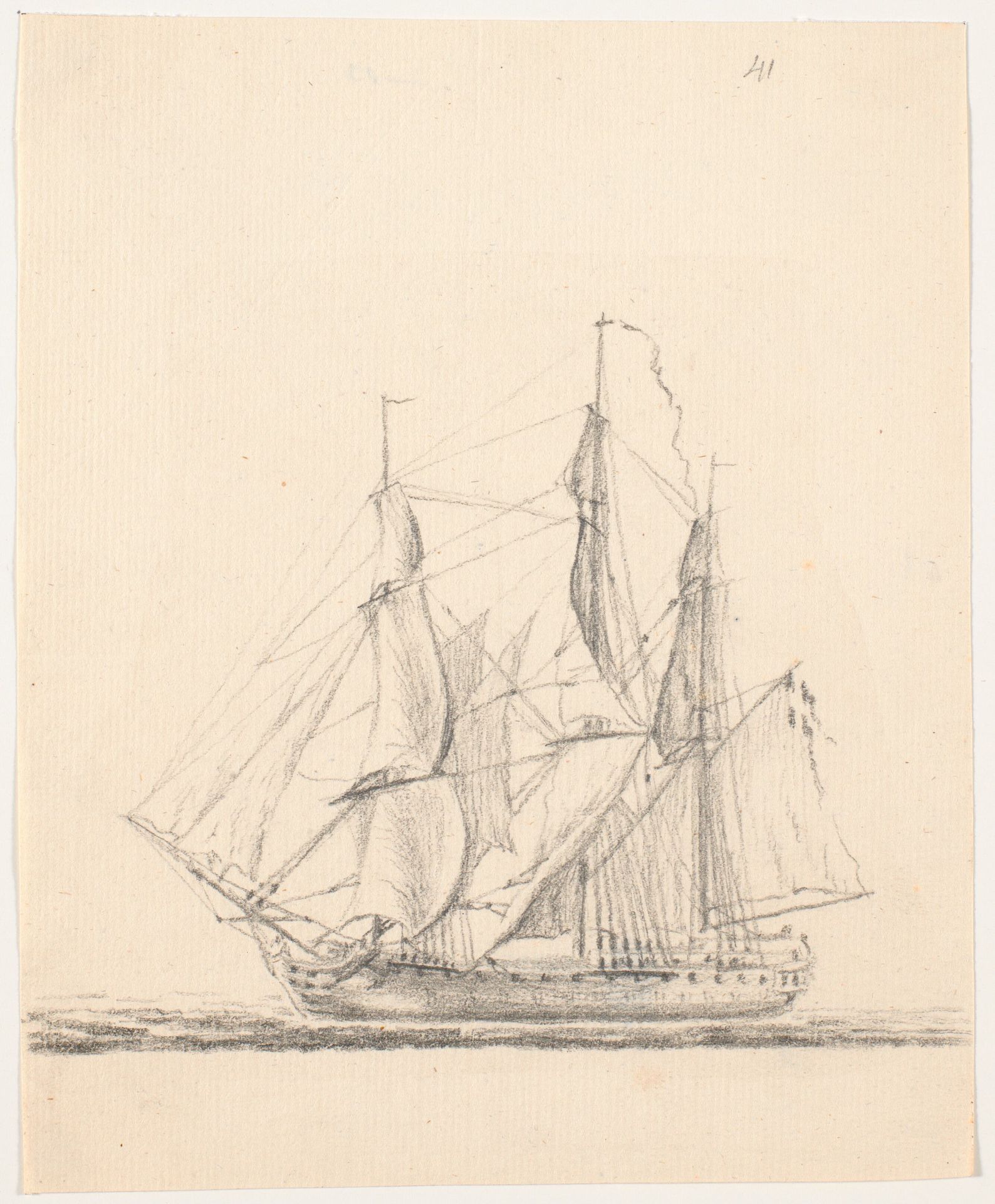 Marineskib for fulde sejl by C.A. Lorentzen