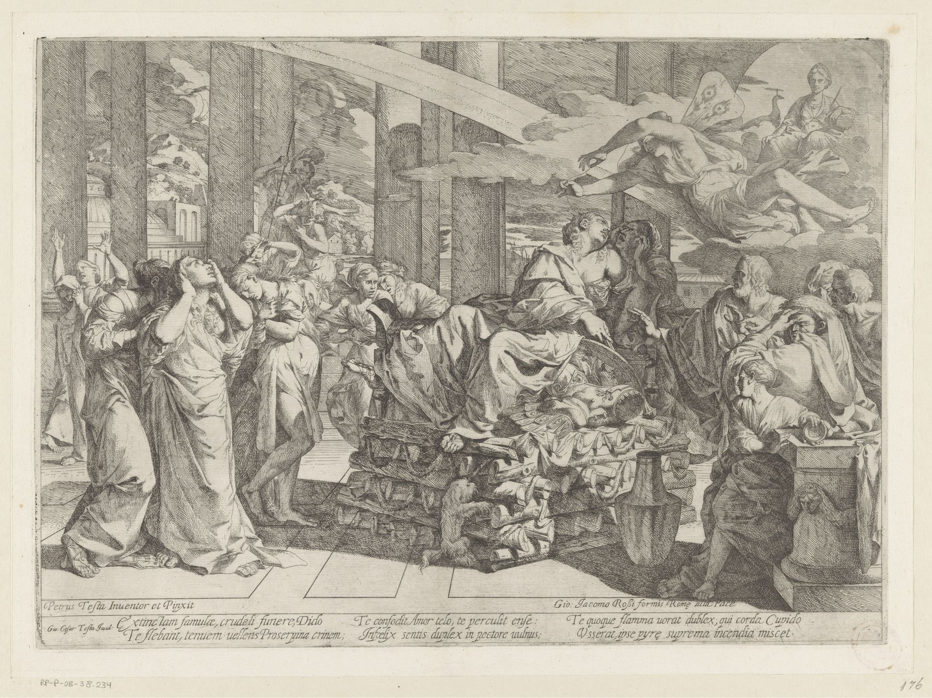 Dido op de brandstapel by Giovanni Cesare Testa