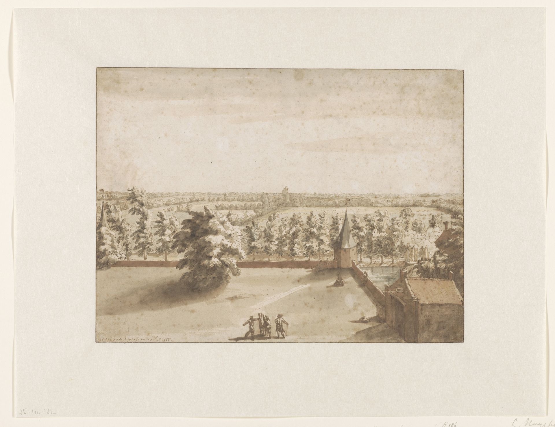 Gezicht op de Bommelerwaard uit het Huis te Zuilichem by Constantijn (II) Huygens