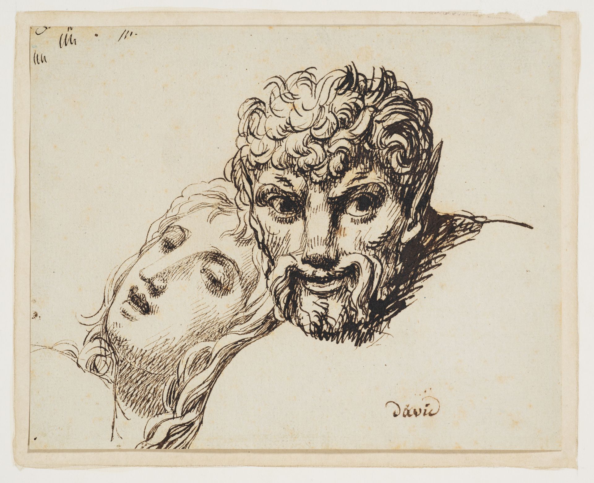 Heads of a faun and a young woman (Les têtes d'une jeune femme et d'un faune) by Jacques Louis David