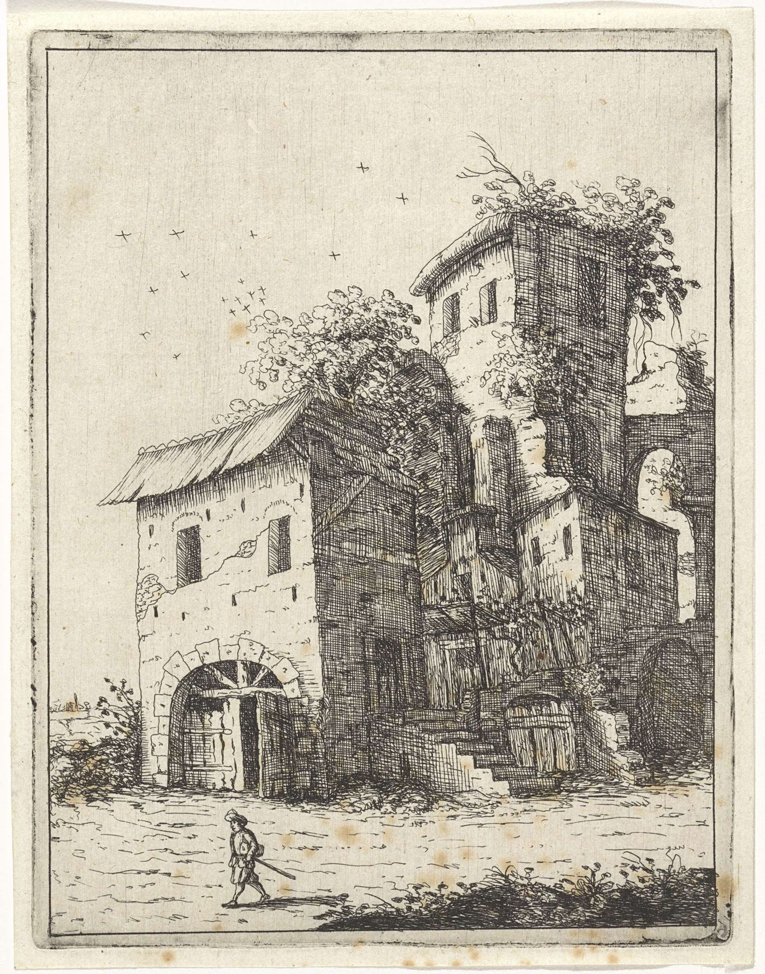 Vervallen landhuis met een toren by M. Schaep