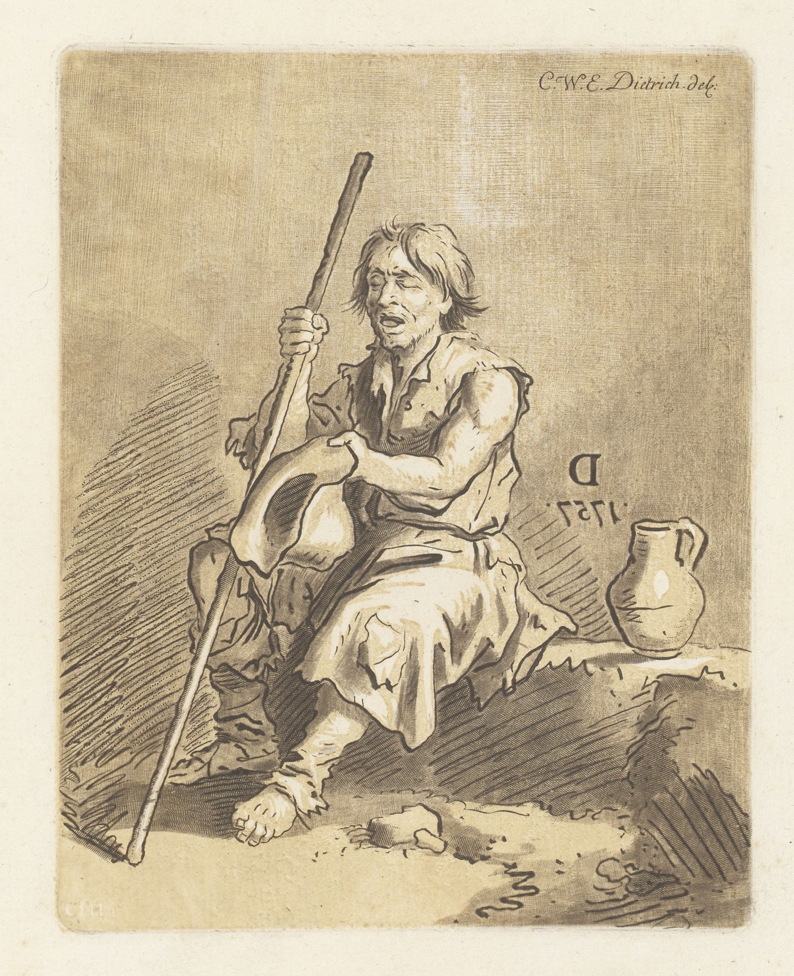 Bedelende blinde man by Carl Friedrich Holtzmann