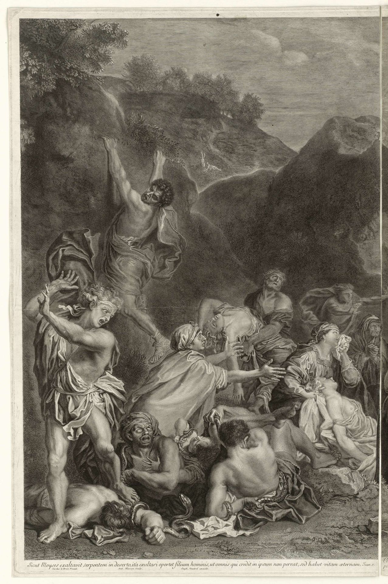 De oprichting van de koperen slang (linker helft) by Antoine Masson