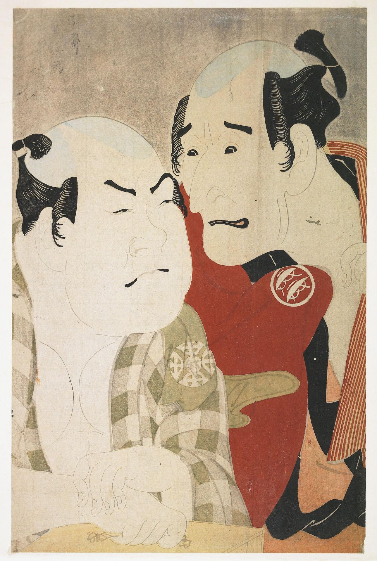 Actors Nakajima Wadaemon as BÅdara ChÅzaemon, and Nakamura KonozÅ as Gon of the Kanagawa-ya from the Play "Katakiuchi Noriai-Banashi" (Kiri-za) by Tōshūsai Sharaku
