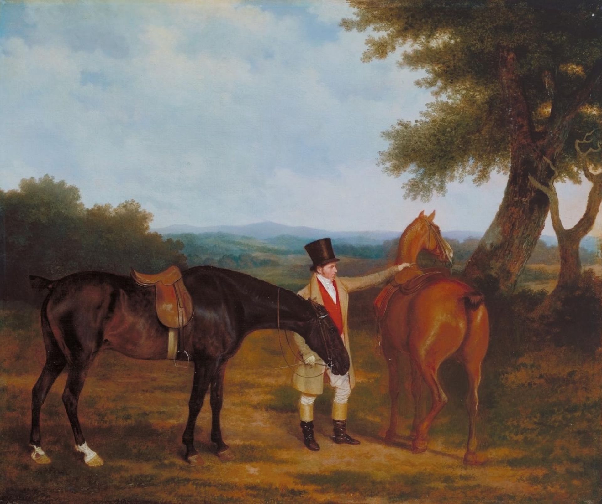 Two Hunters with a Groom by  Jacques Laurent Agasse