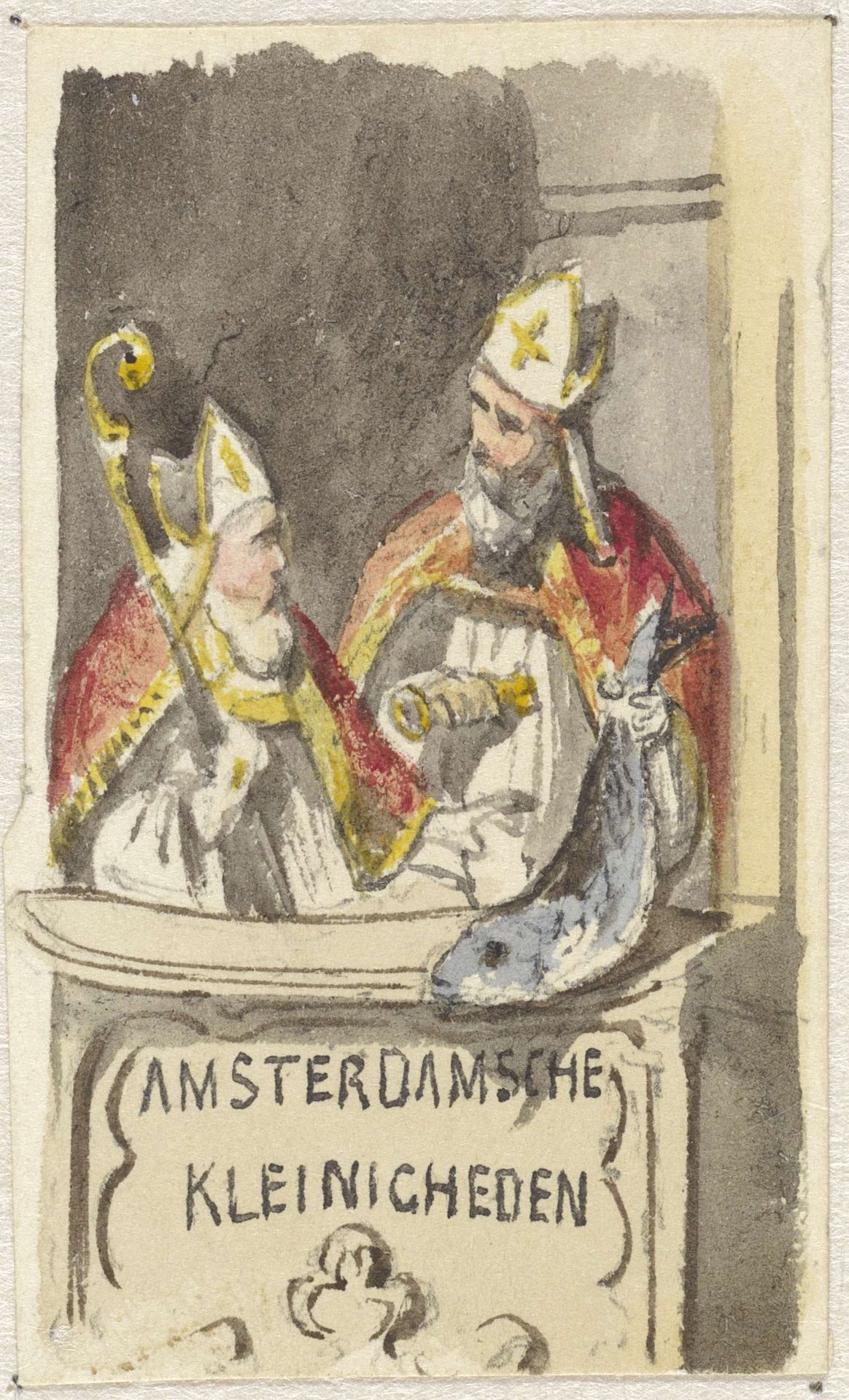 Detail van ontwerp van omslag voor Nalezing van Johannes ter Gouw, 1865 by Johan Coenraad Leich