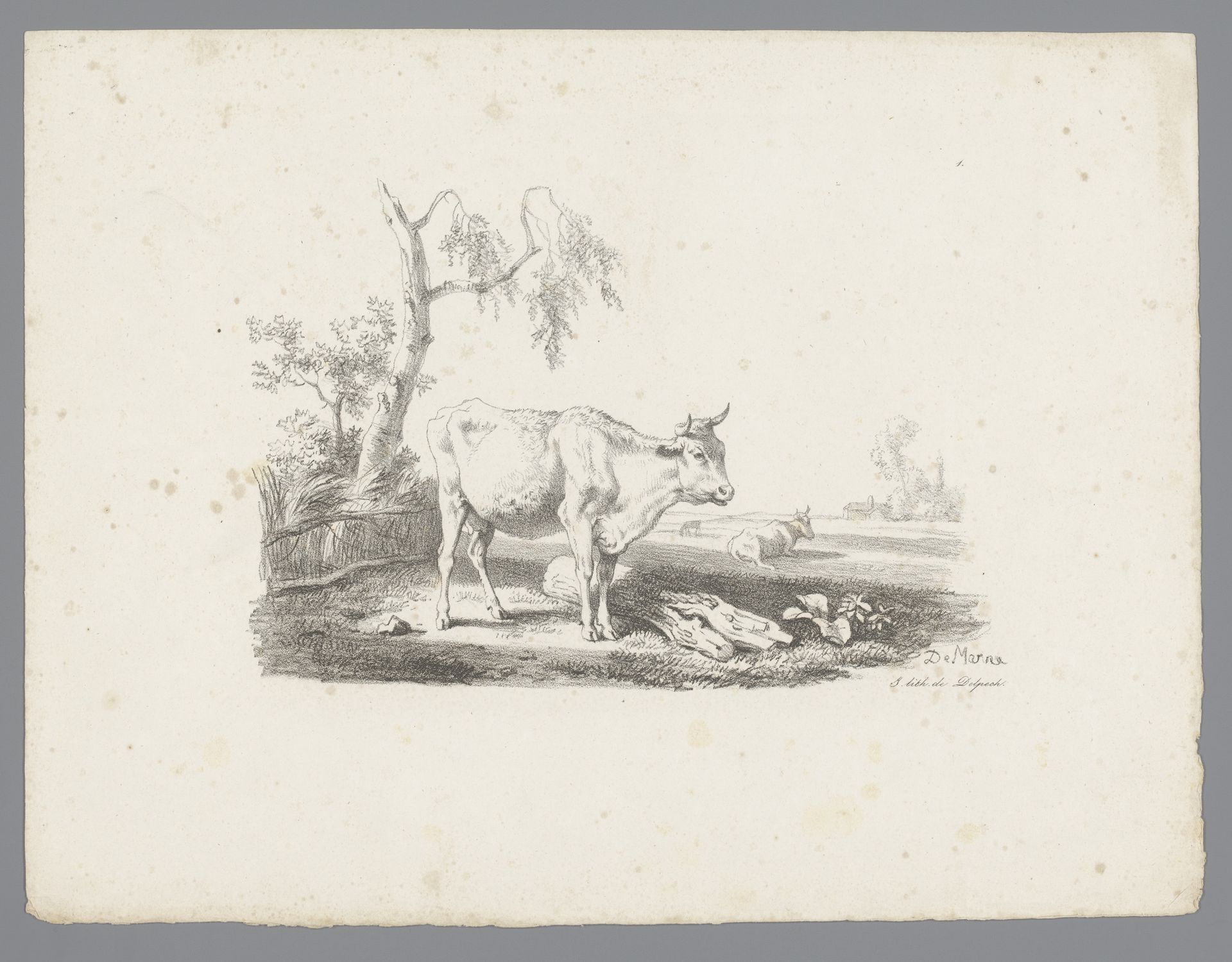 Landschap met rund by Jean Louis Demarne