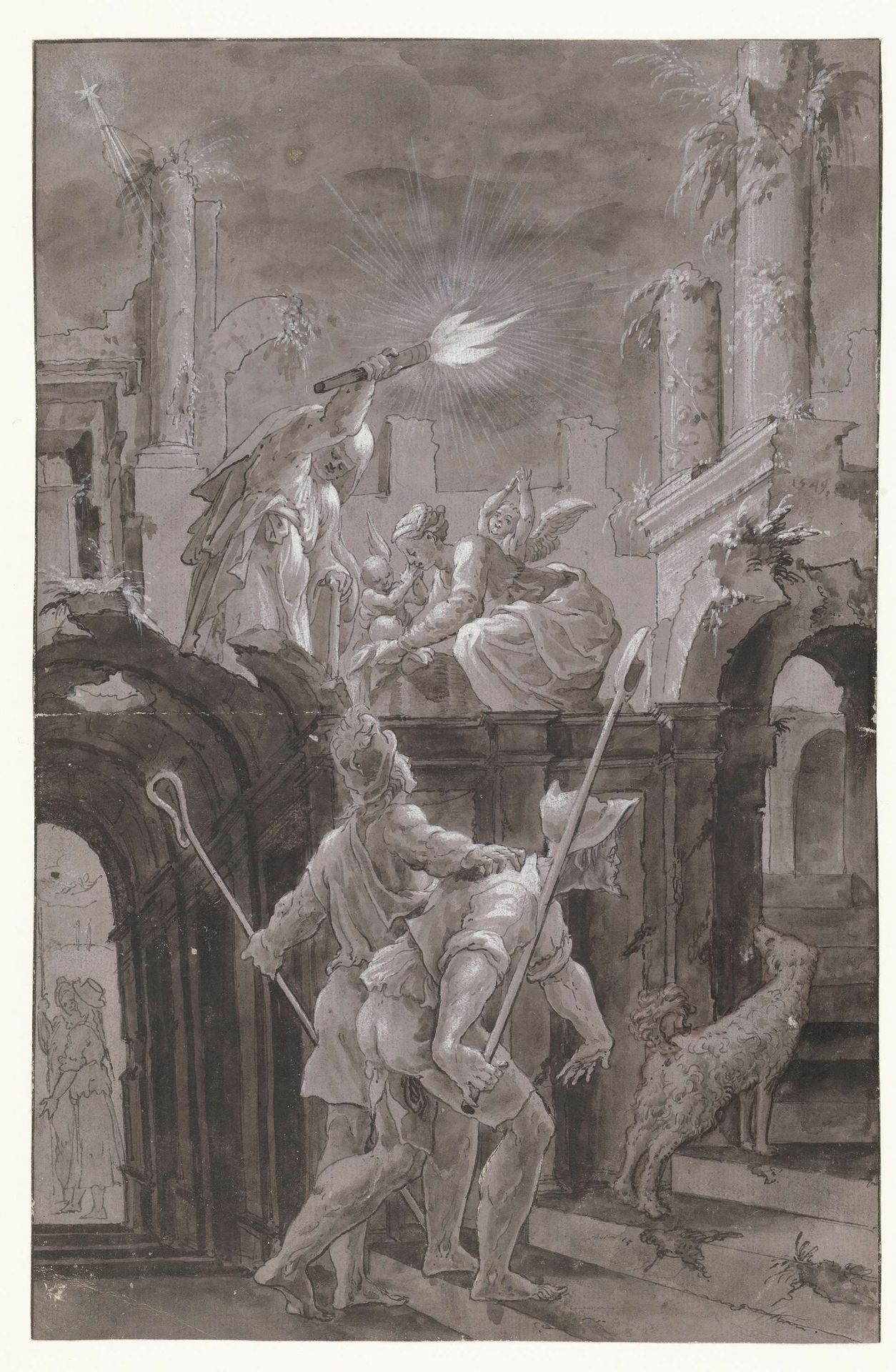 Aanbidding door de herders by Meester van de Liechtensteinse Aanbidding