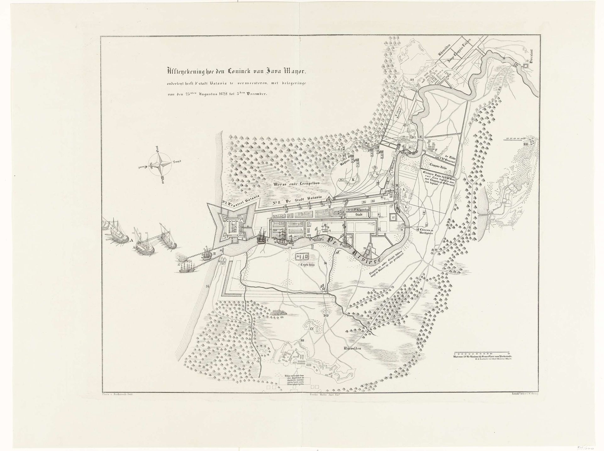 Belegering van Batavia door de koning van Java, 1628 by Koninklijke Nederlandse Steendrukkerij van C.W. Mieling