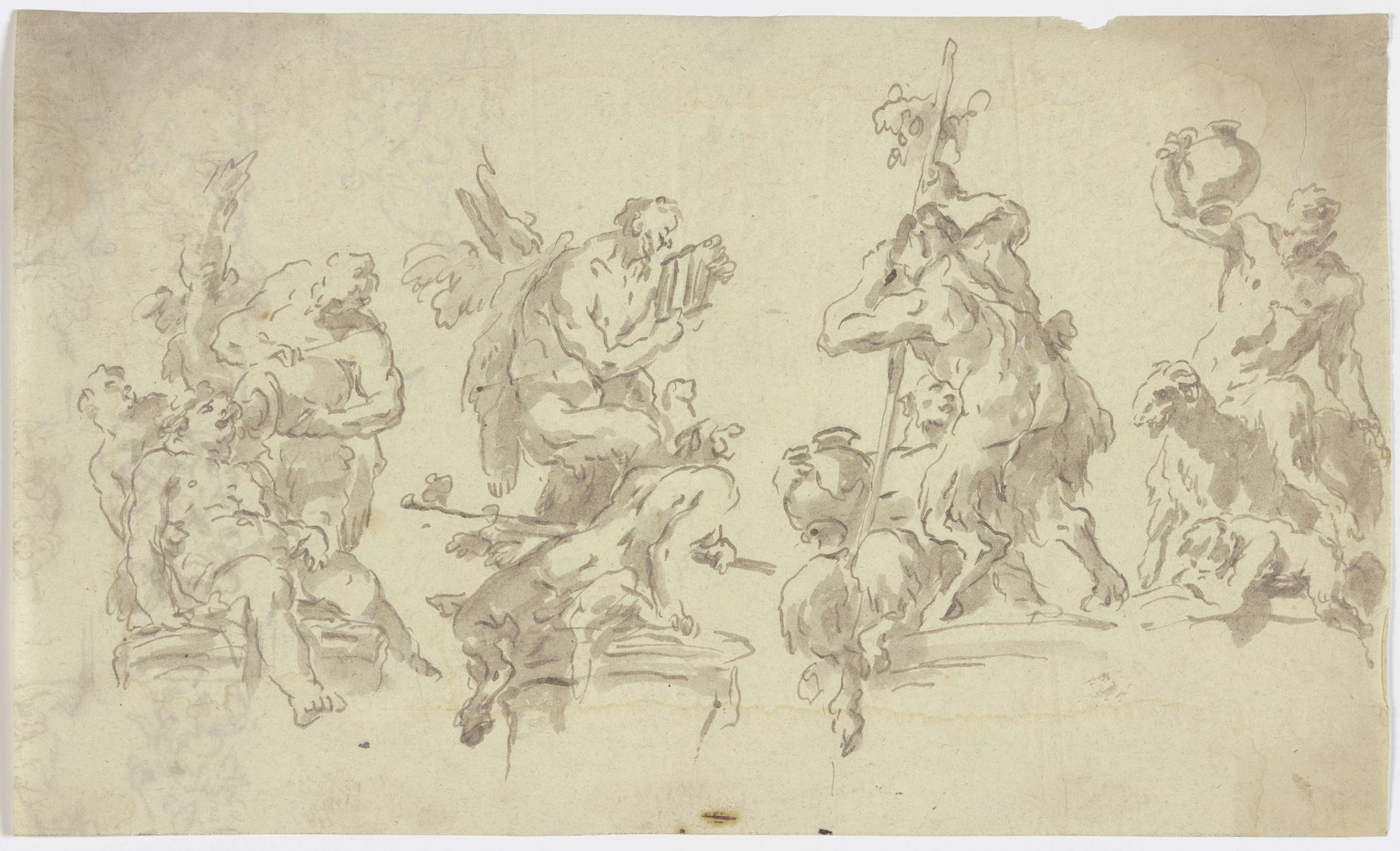 Vier Gruppen mit Satyr und Silen by Gaspare Diziani