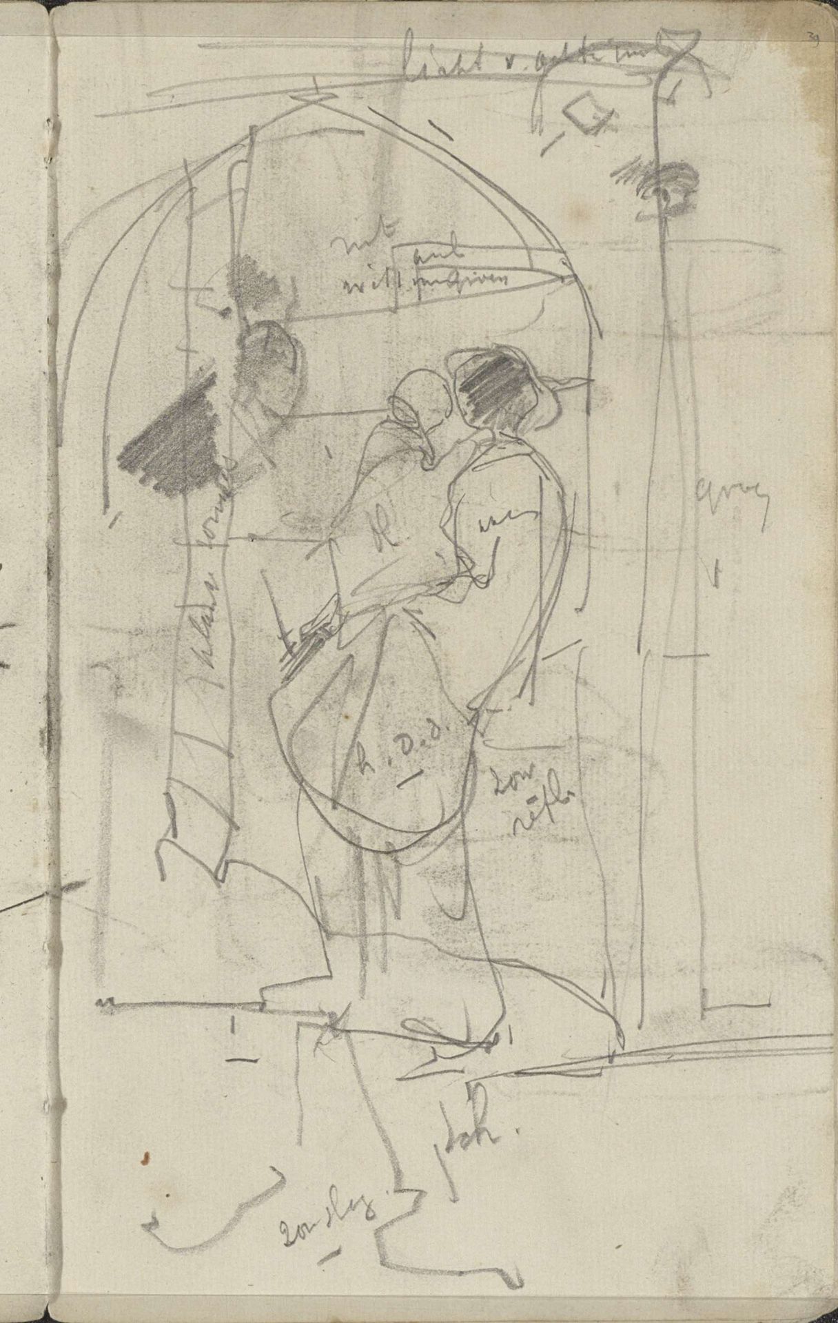 Vrouw met kind op de arm bij een poort by George Hendrik Breitner