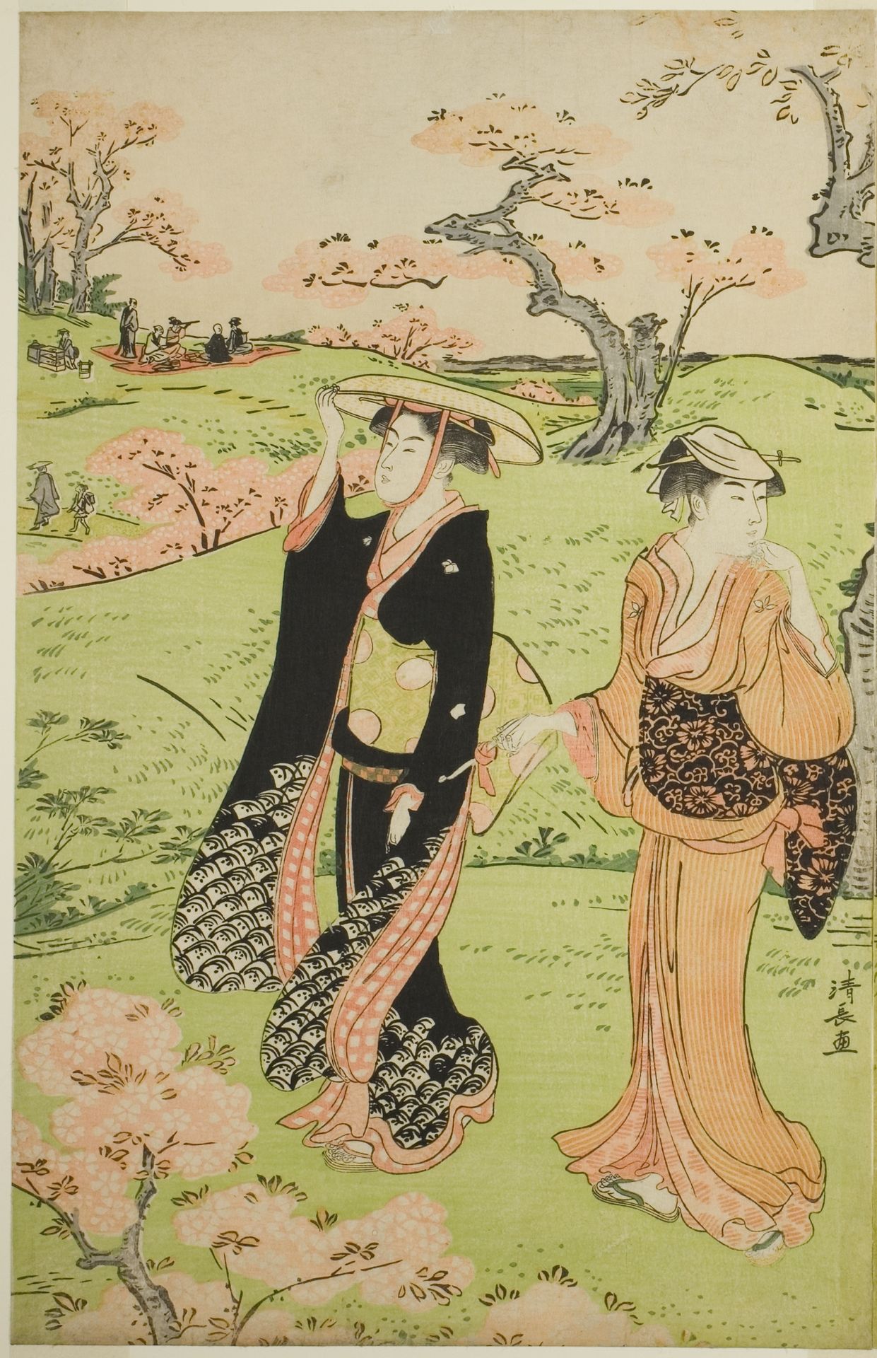 Cherry Blossom Viewing at Asuka Hill by Torii Kiyonaga