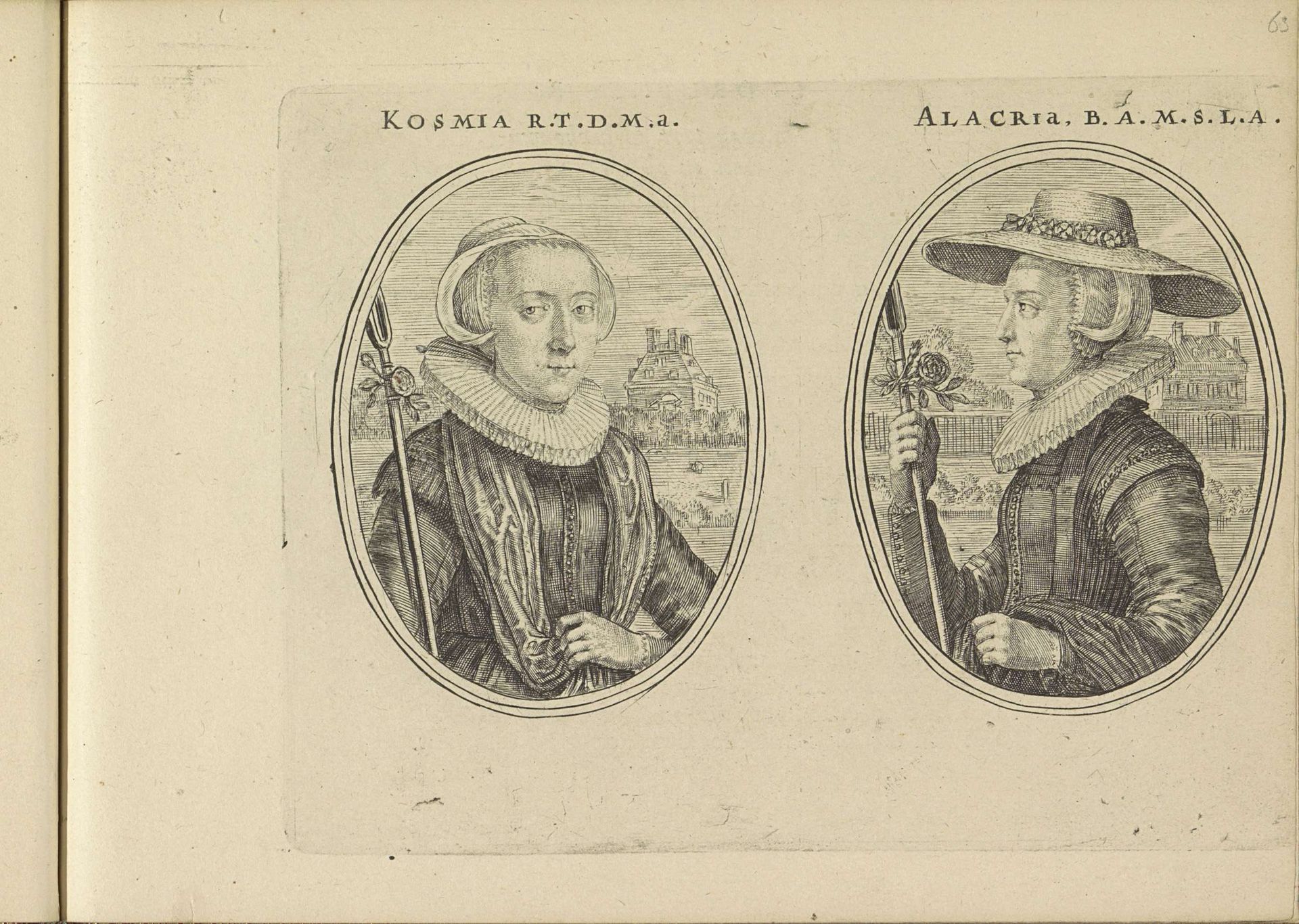 Portretten van twee onbekende vrouwen, beiden als herderin by Crispijn van de (II) Passe