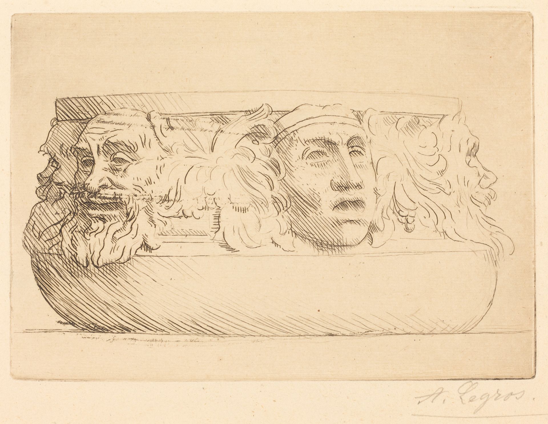 Vase with Grotesques (Le vase aux masques) by Alphonse Legros