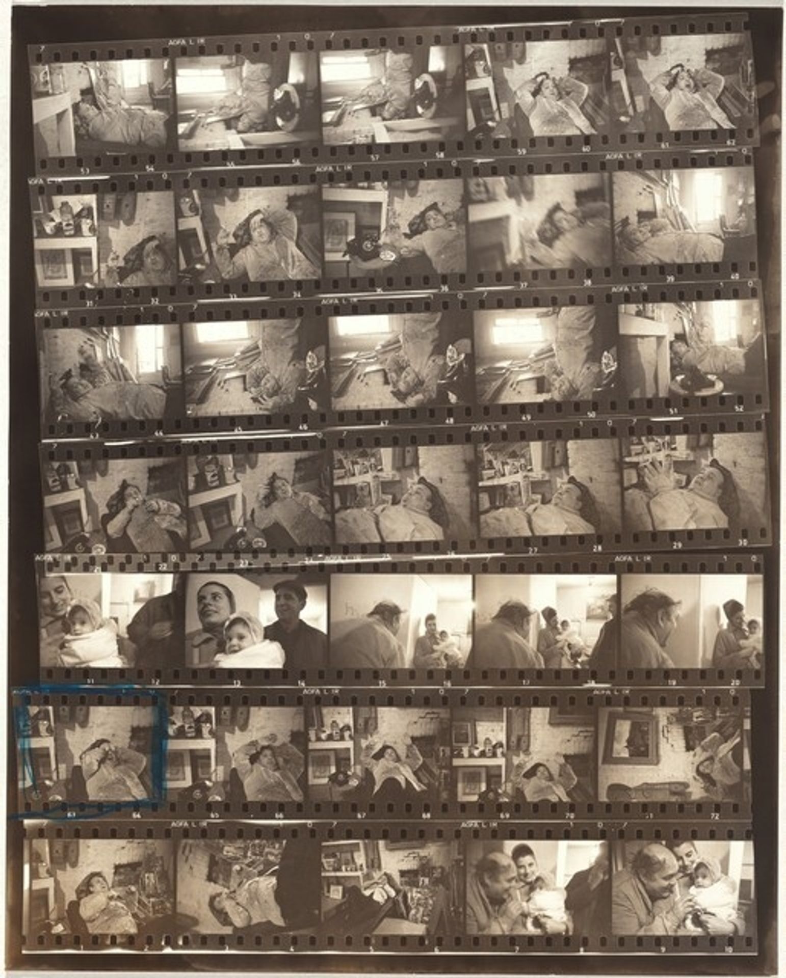 Zero Mostel--Bed story for "Harper's Bazaar" 21 by Robert Frank