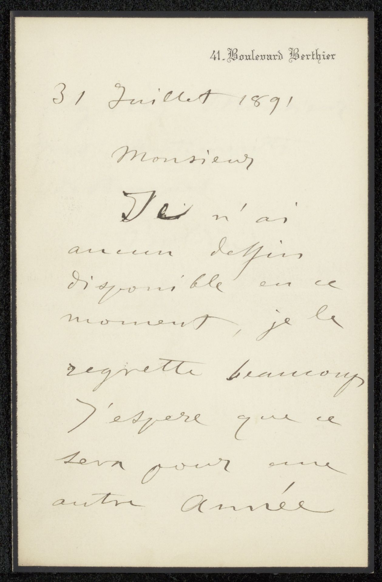 Brief aan Philip Zilcken by Giovanni Boldini