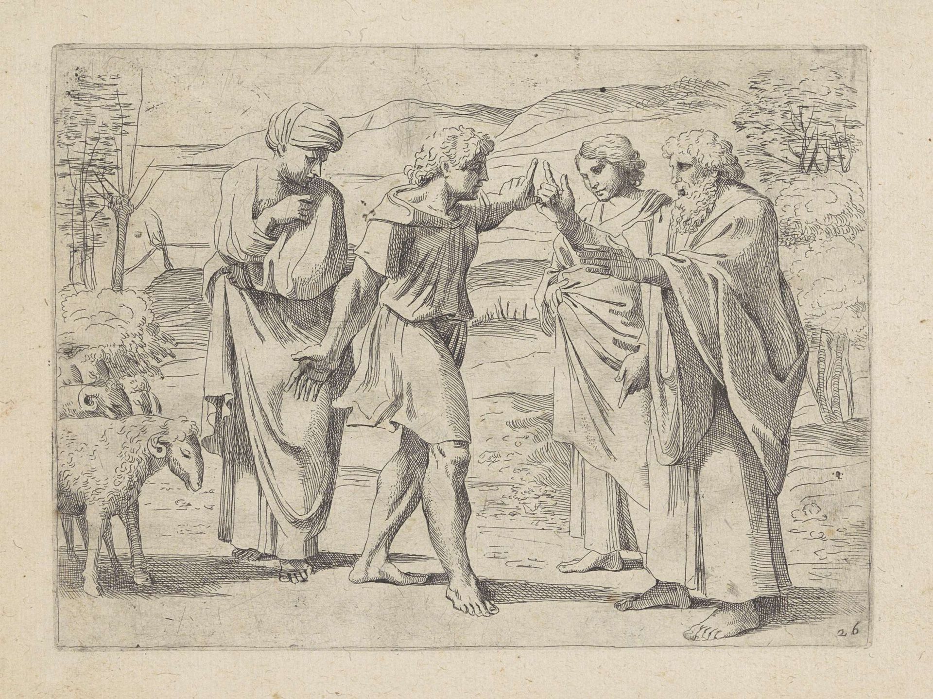 Jakob en Laban met Lea en Rachel by Sisto Badalocchio