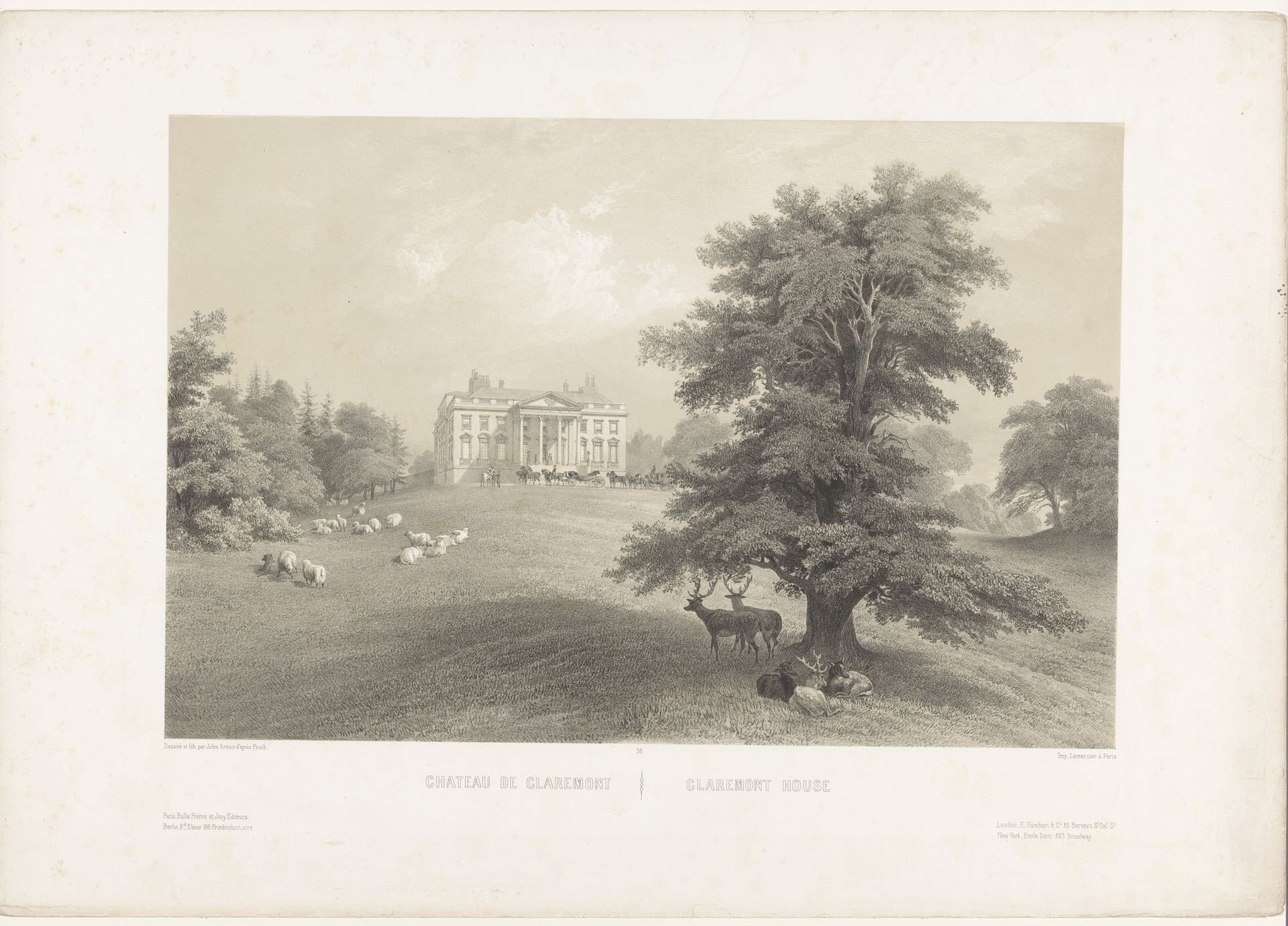 Zicht op Claremont House vanuit de landschapstuin by Louis Jules Arnout