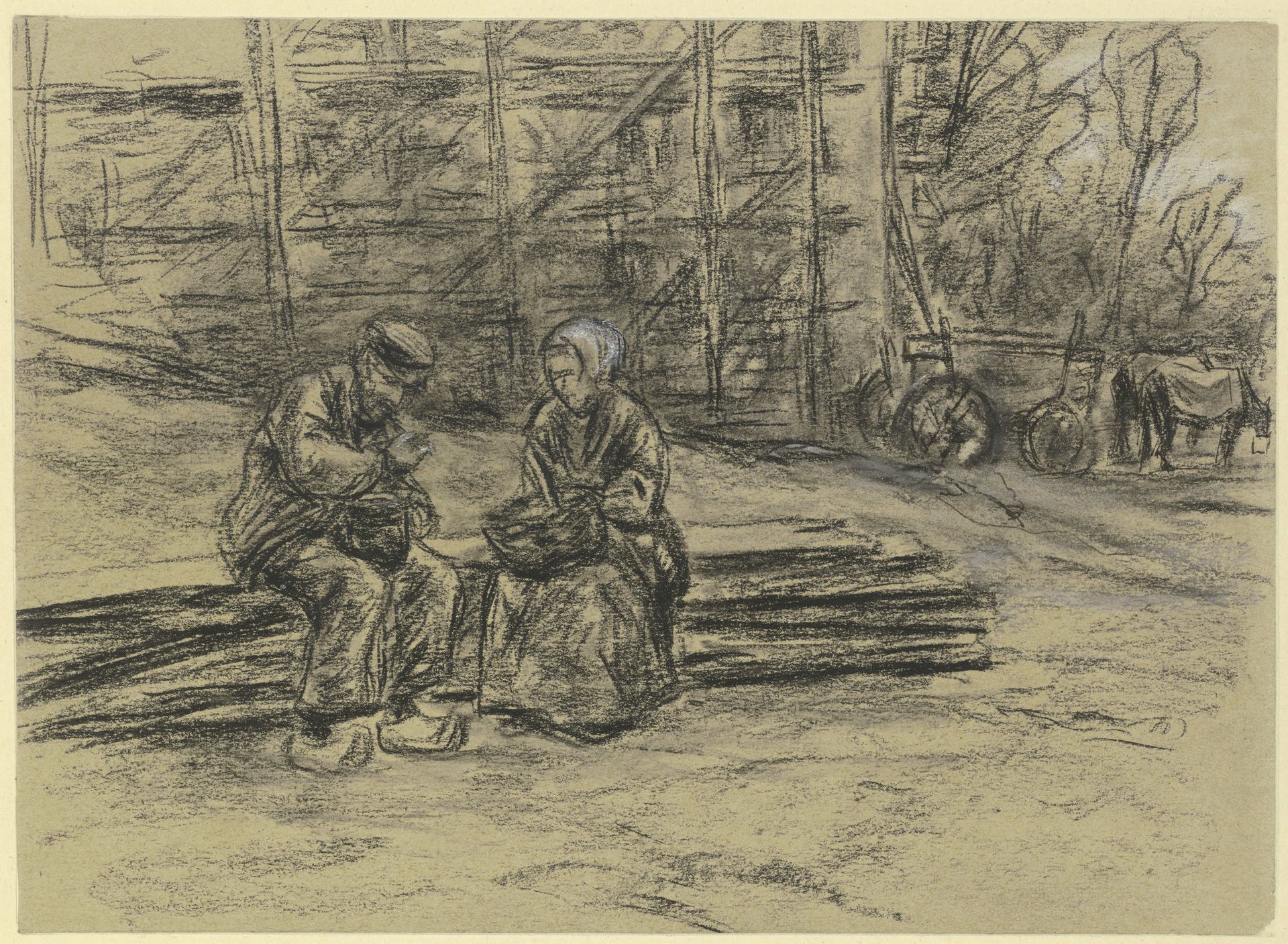 Arbeiter, sein Mittagbrot verzehrend by Max Liebermann