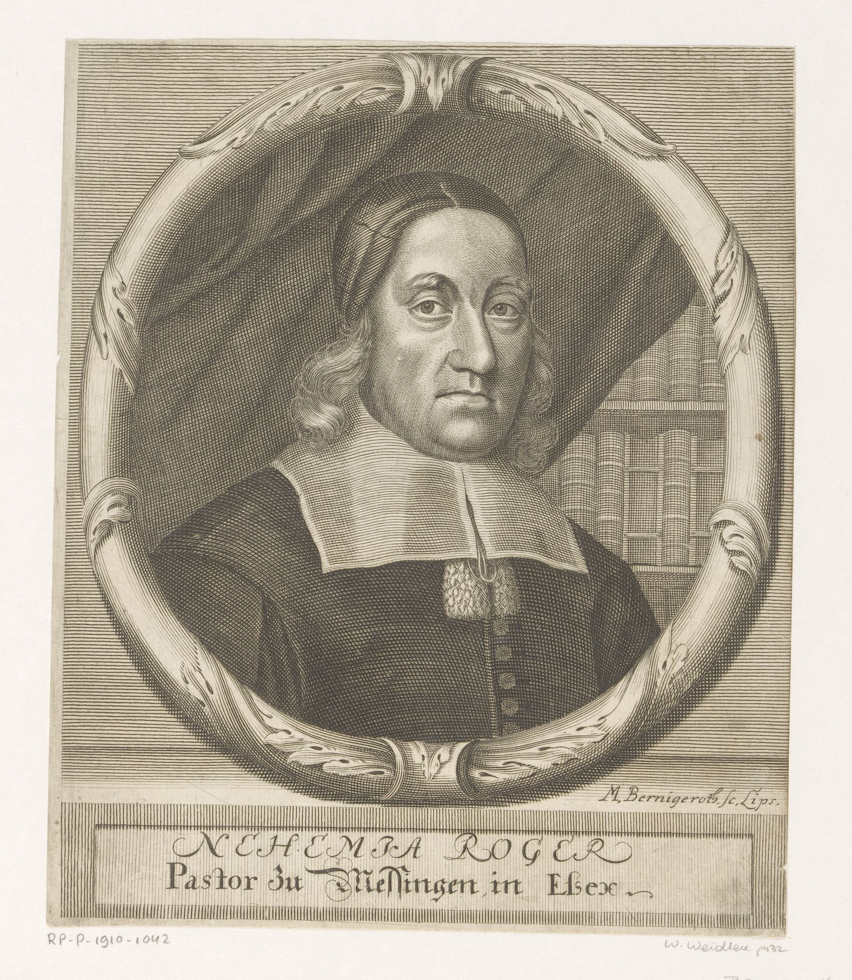Portret van Nehemia Rogers by Martin Bernigeroth