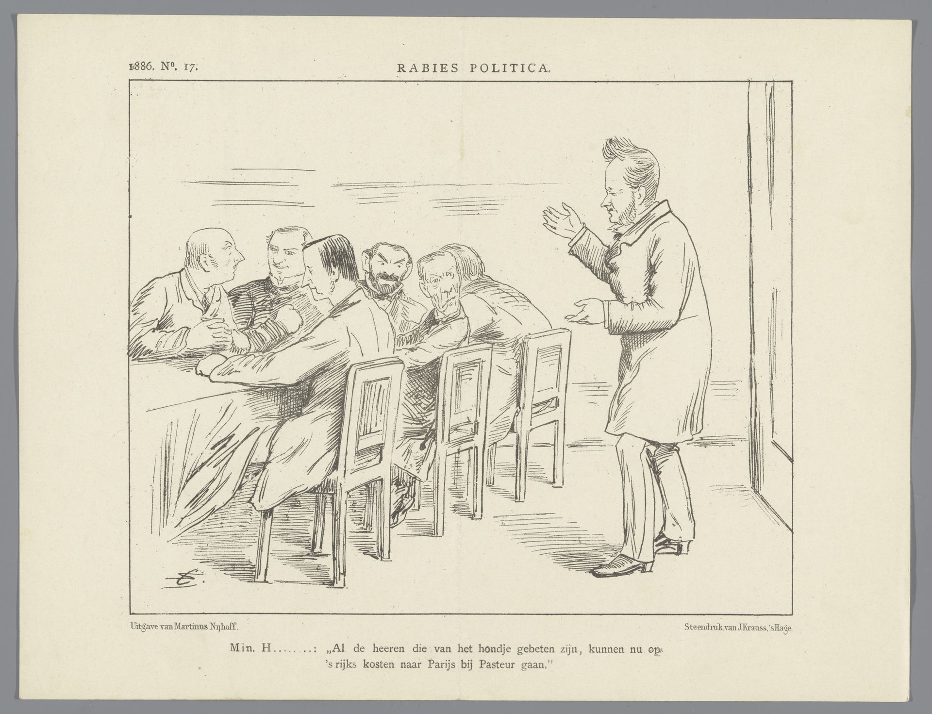Spotprent met minister Heemskerk, 1886 by Johan Michaël Schmidt Crans