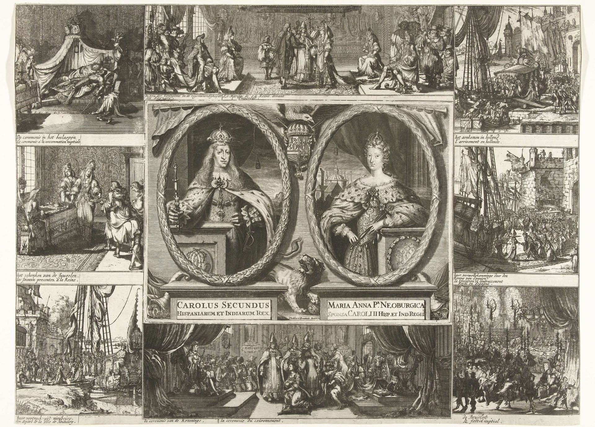 Huwelijk van Karel II van Spanje met Maria Anna van Beieren, 1690 by Jacobus Harrewijn