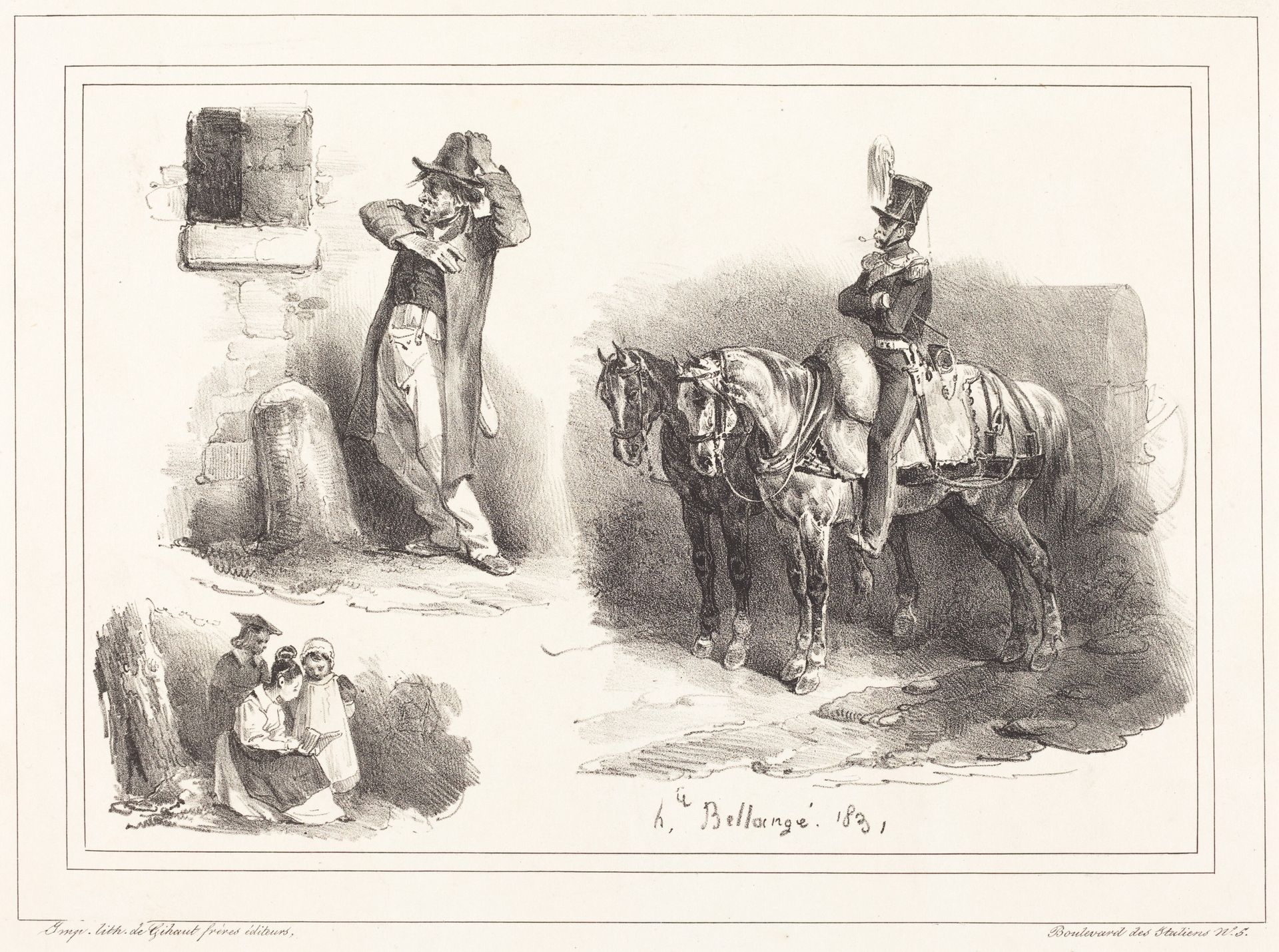 Three Vignettes by Hippolyte Bellangé
