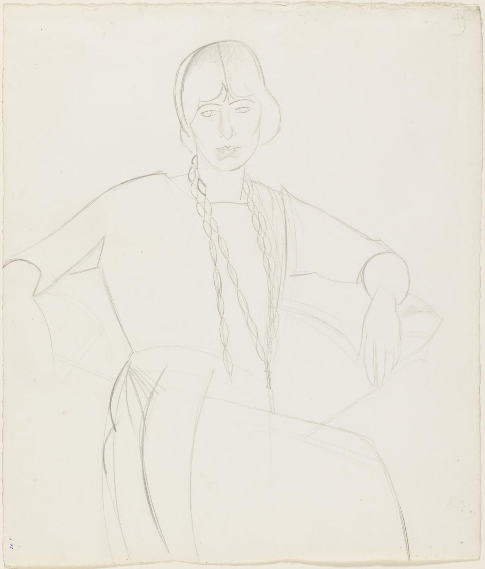 Portrait Sketch: Seated Woman with Beads by Wyndham Lewis