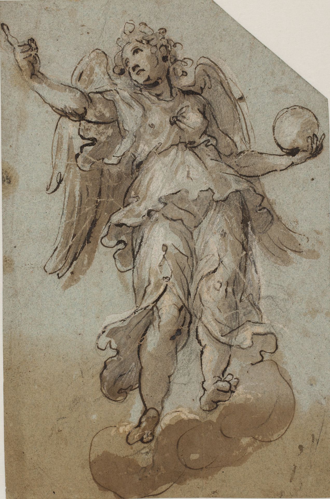 Angel with a globe among clouds by Anonymous