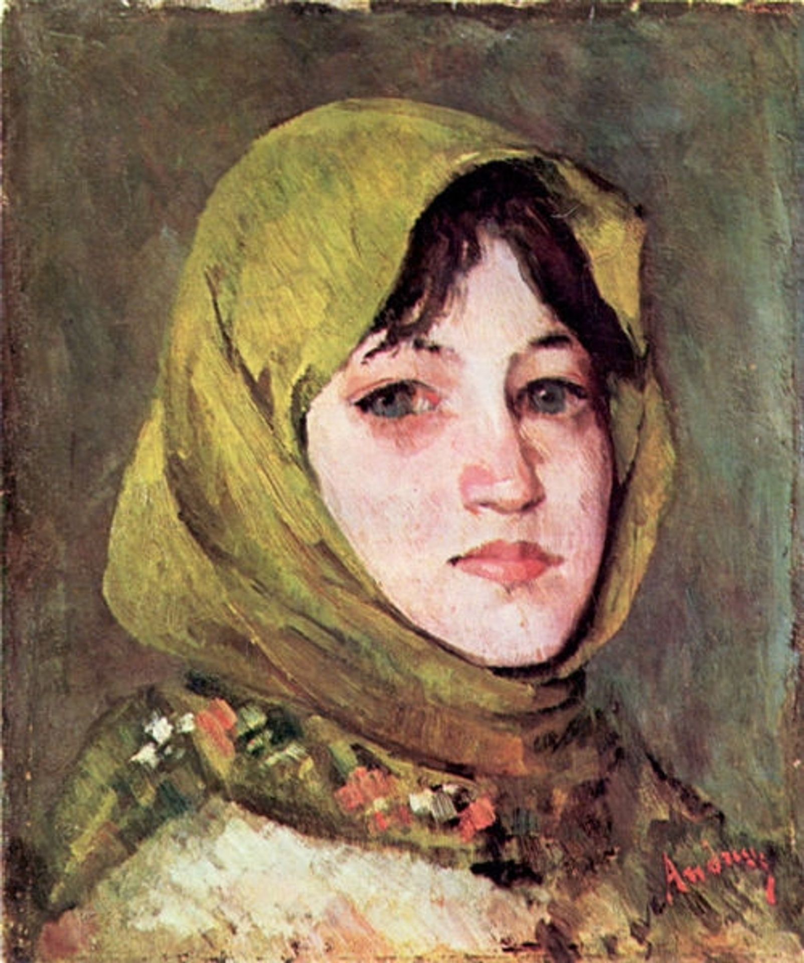 Peasant Woman with Green Headscarf by Ion Andreescu
