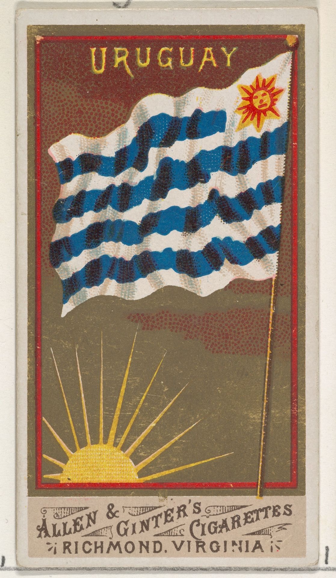 Uruguay, from Flags of All Nations, Series 1 (N9) for Allen & Ginter Cigarettes Brands by Allen & Ginter
