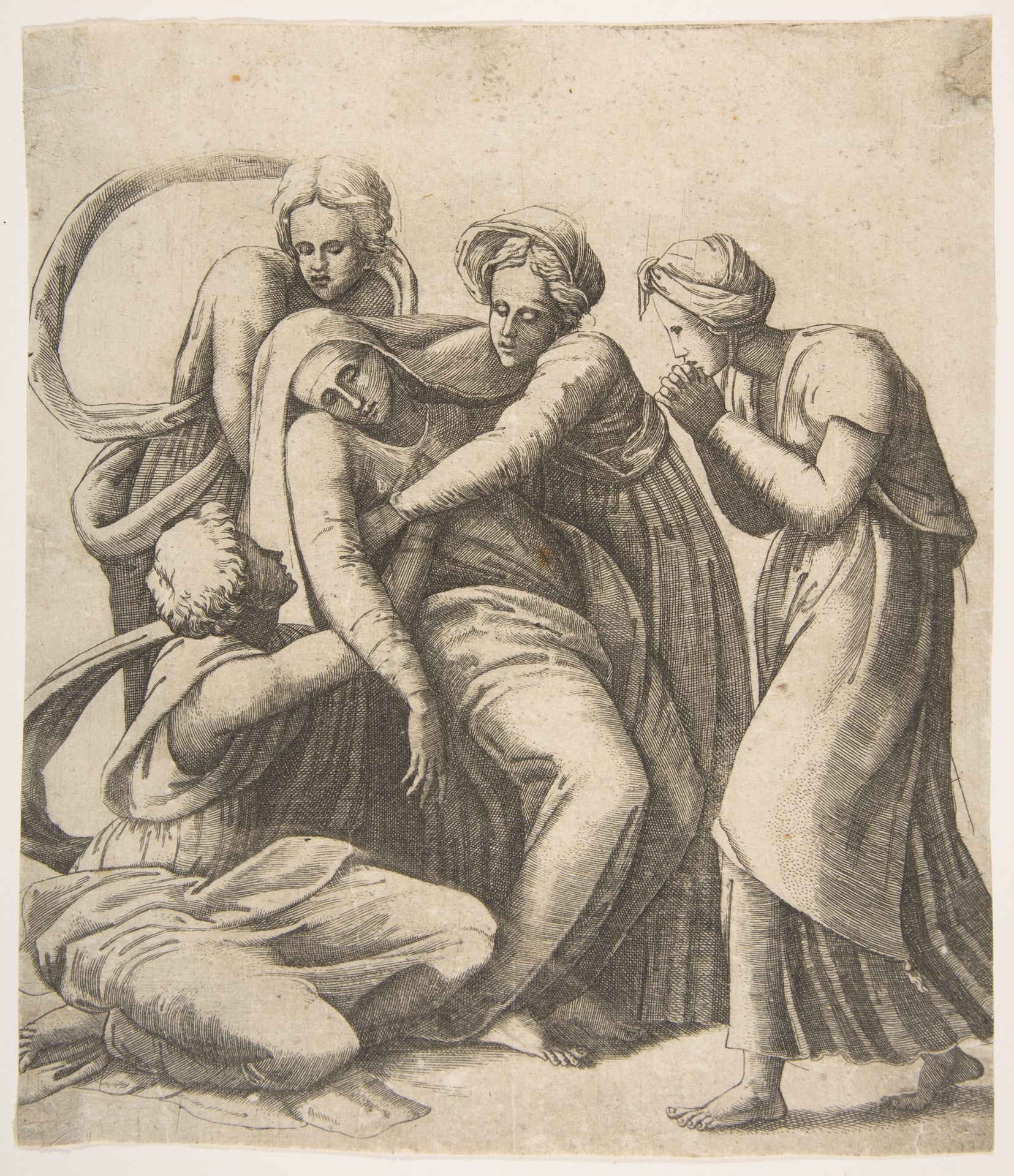 The Virgin fainting and being supported in the arms of the holy women by Giulio Bonasone