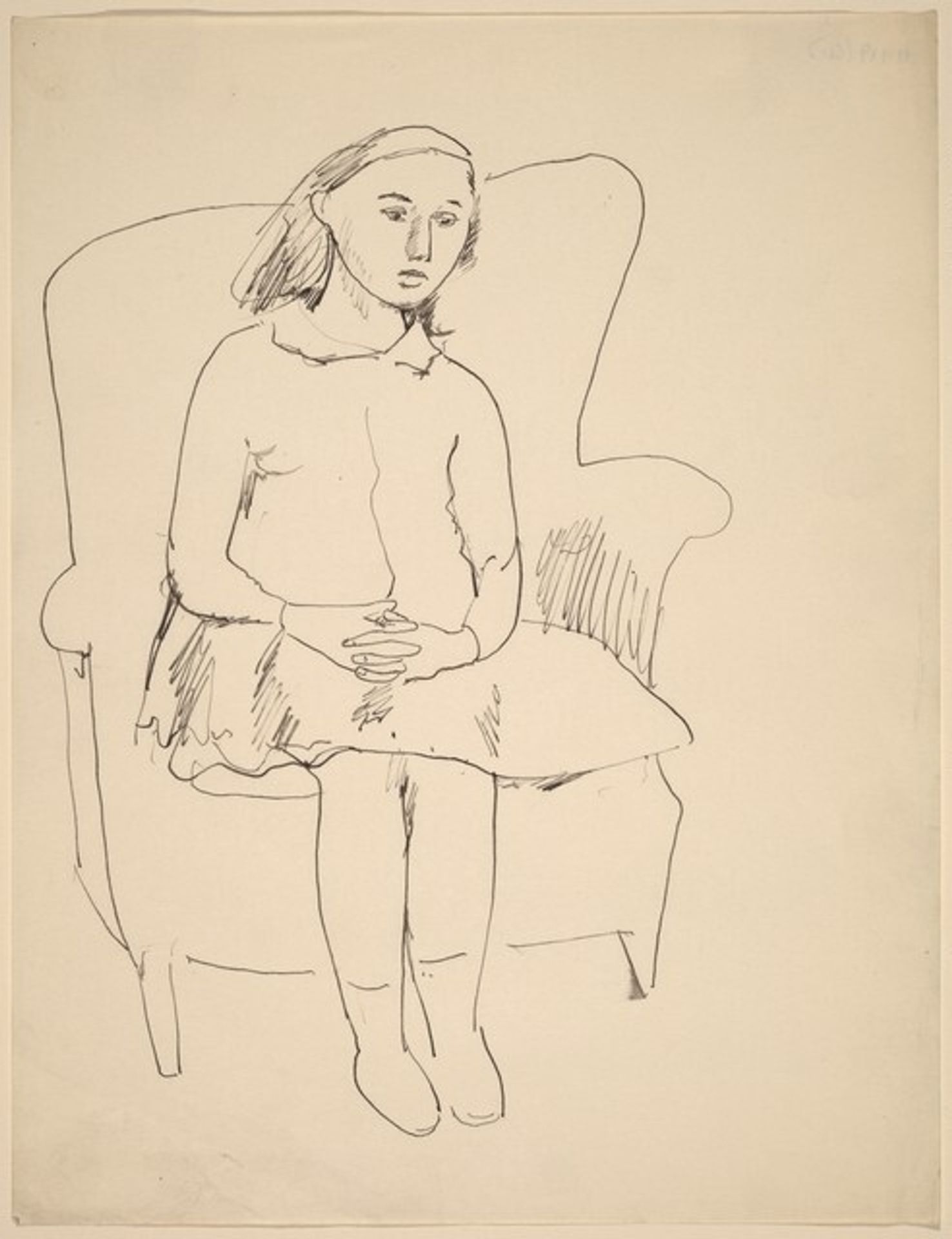 Young Girl Seated in Wing Chair, Hands Folded by Mark Rothko