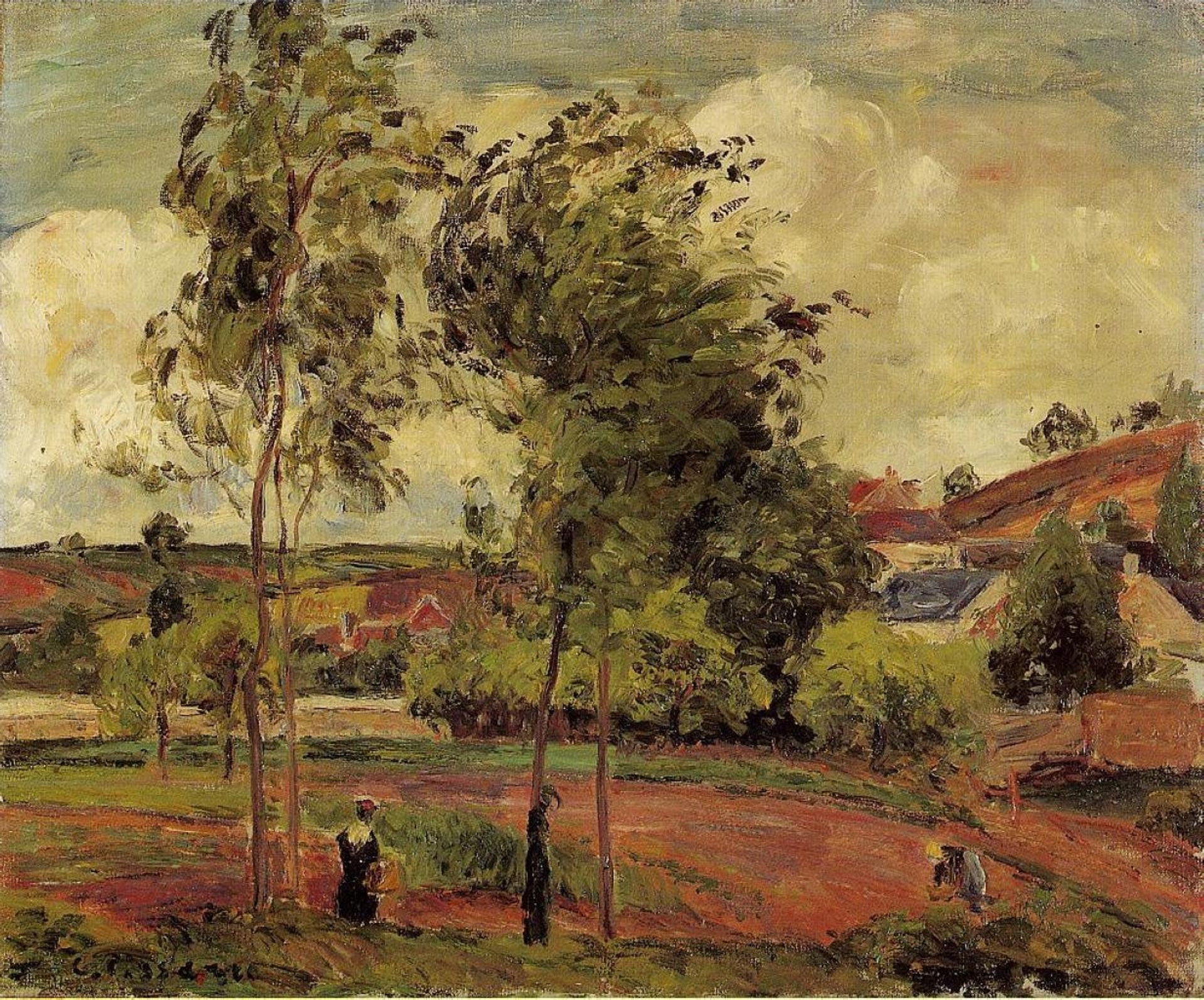 Strong Winds, Pontoise by Camille Pissarro