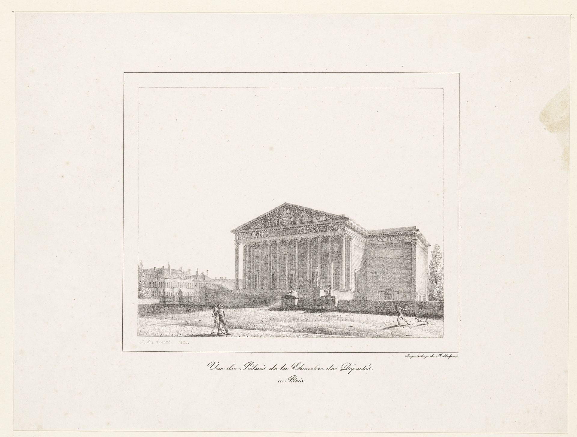 Zicht op het Palais Bourbon in Parijs by Jean-Baptiste Arnout