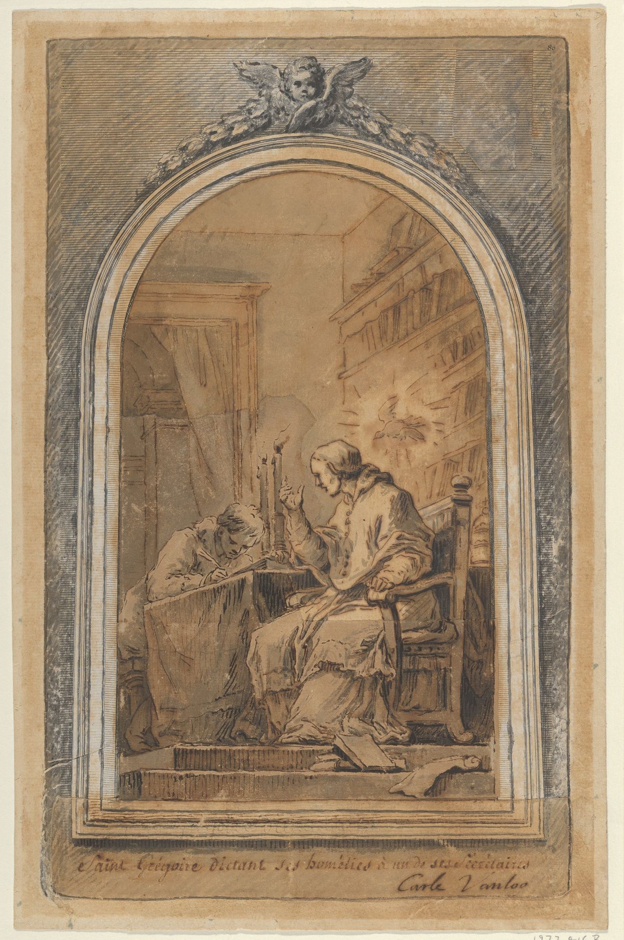 St. Gregory Dictating His Homilies to a Secretary by Carle (Charles André) Vanloo